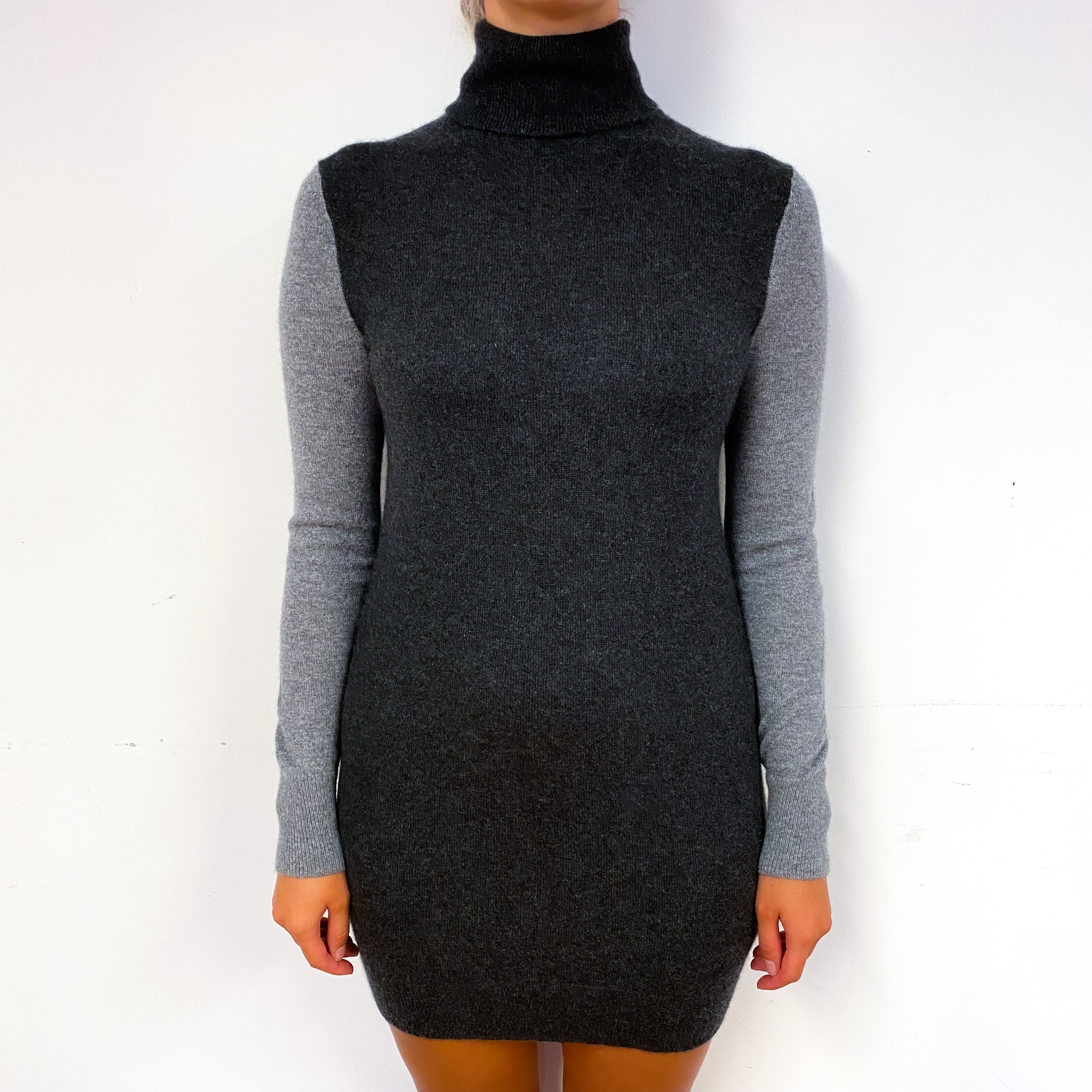 Equipment Charcoal Grey Cashmere Polo Neck Jumper Dress