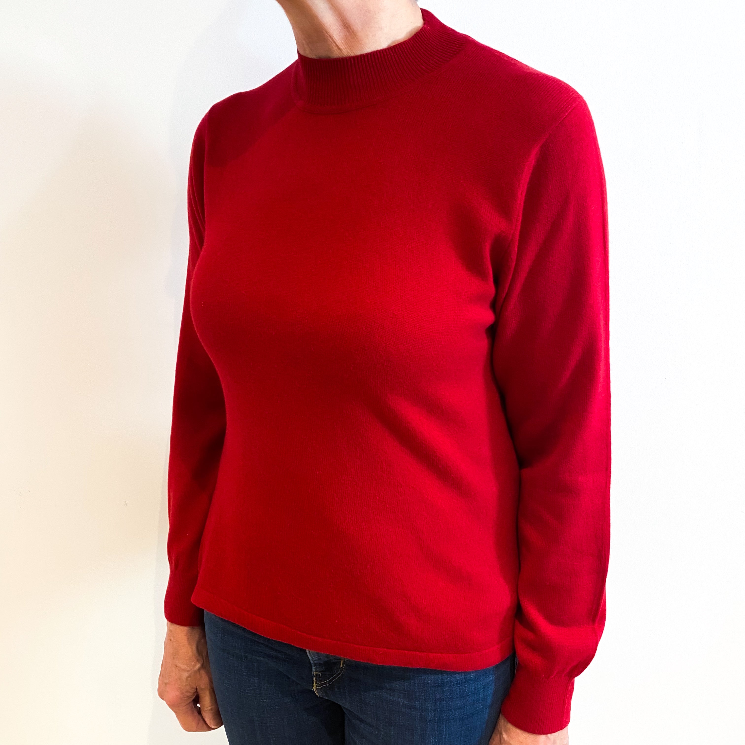 Post Box Red Cashmere Turtle Neck Jumper Medium