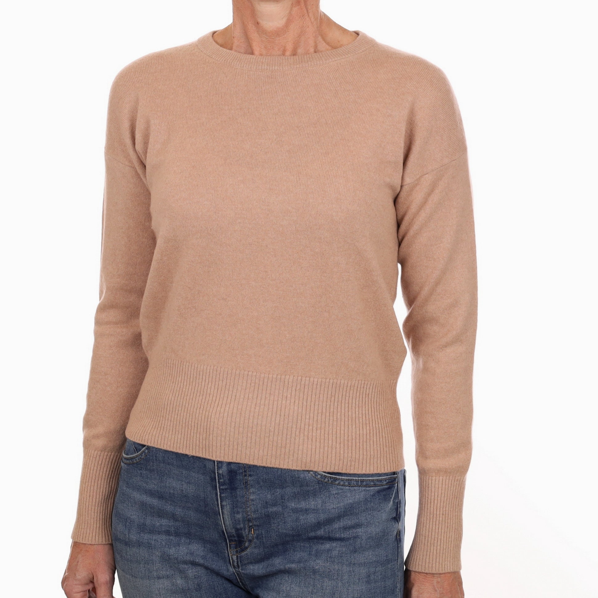Pecan Brown Cashmere Crew Neck Jumper Small