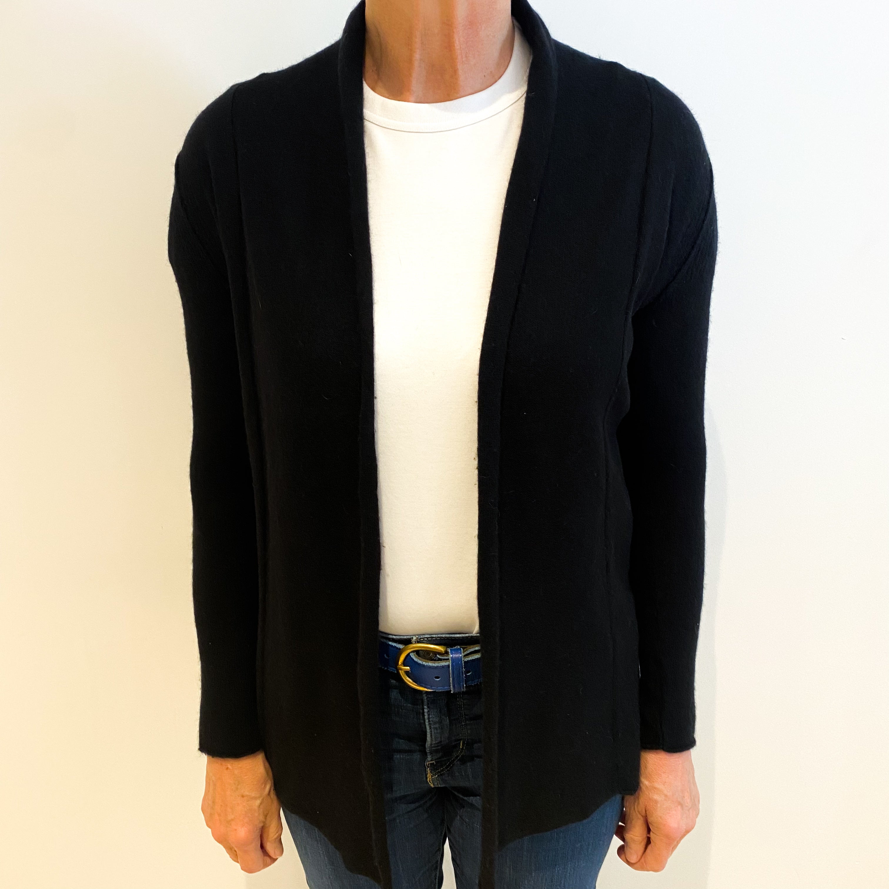 Black Cashmere Edge to Edge Cardigan Medium