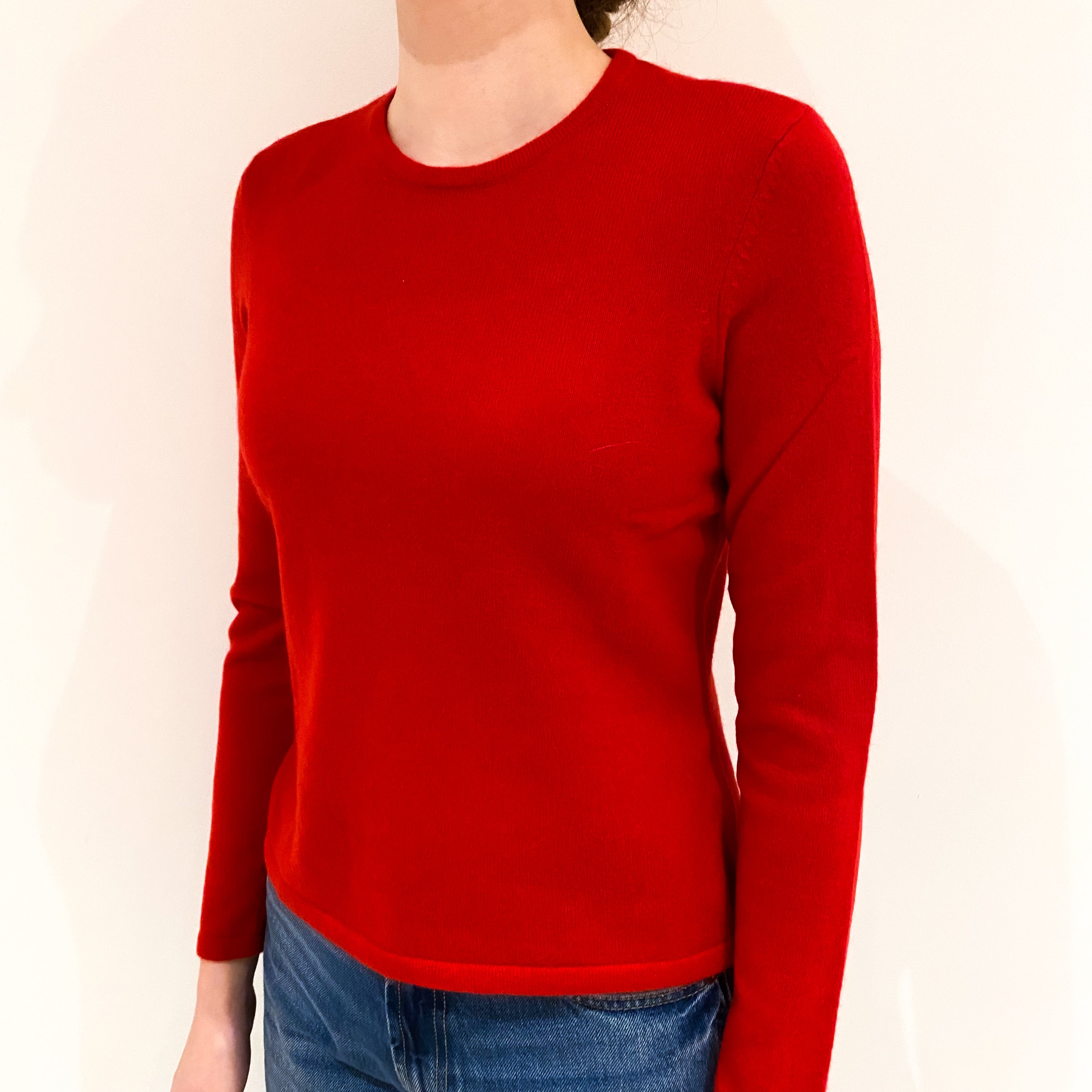 Scarlet Red Cashmere Crew Neck Jumper Extra Small
