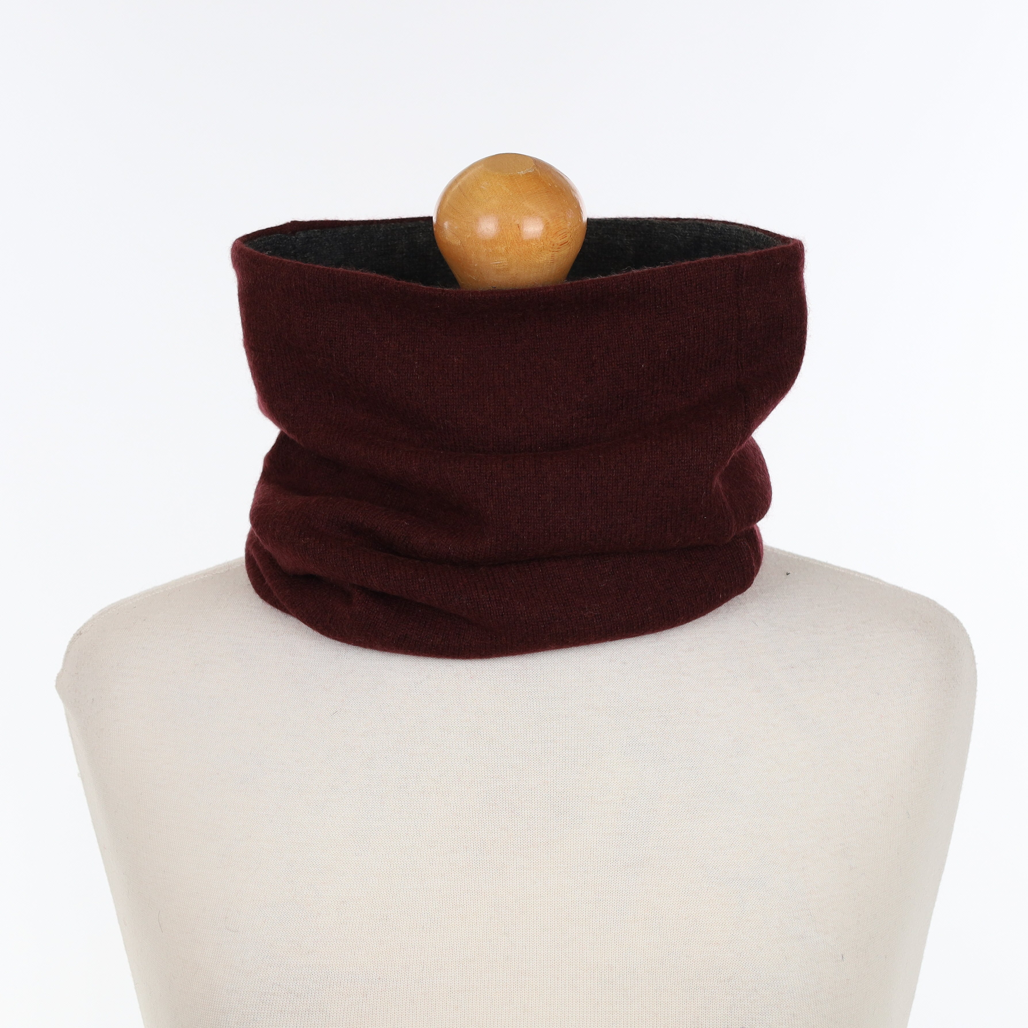 Charcoal Grey and Aubergine Luxury Double Layered Snood