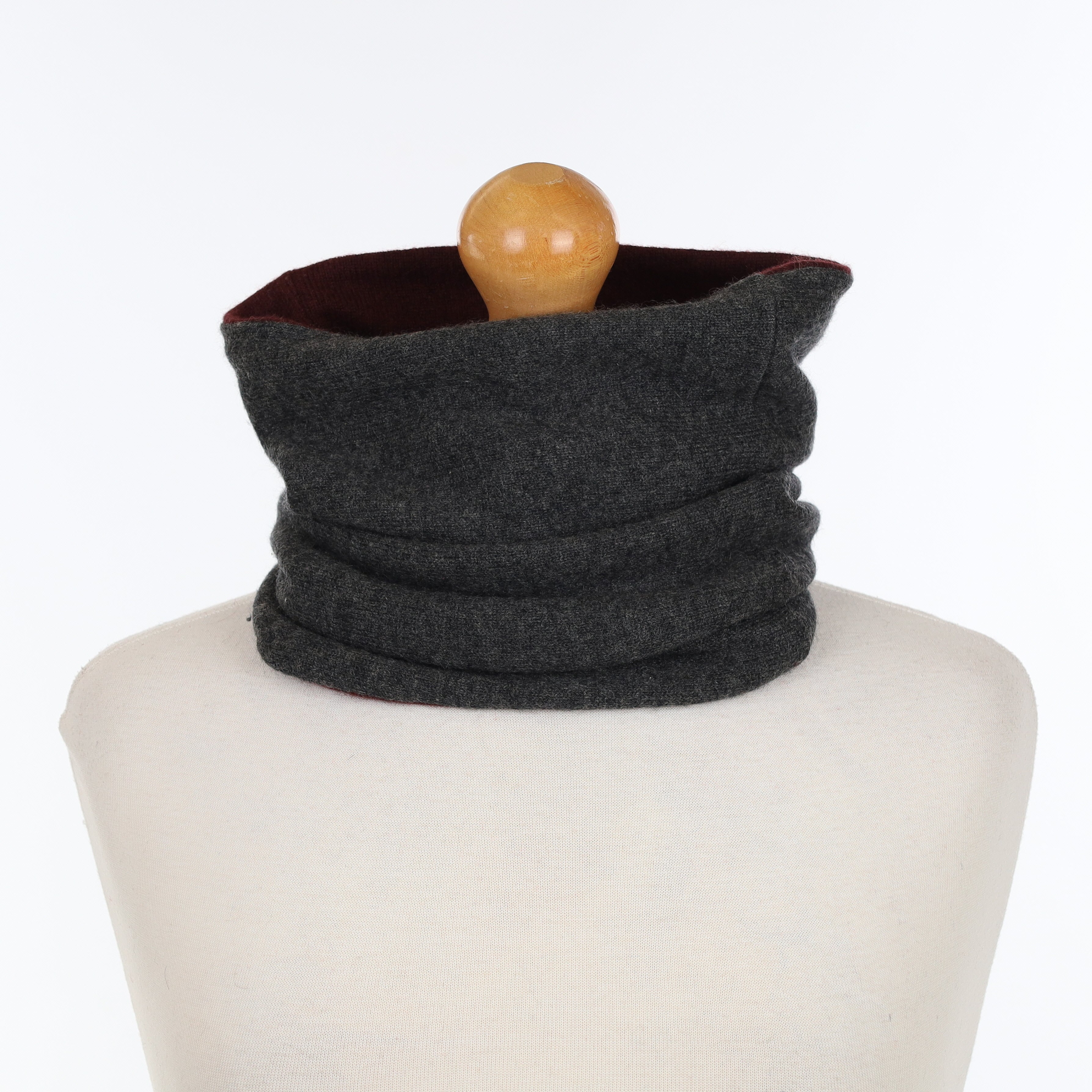 Charcoal Grey and Aubergine Luxury Double Layered Snood