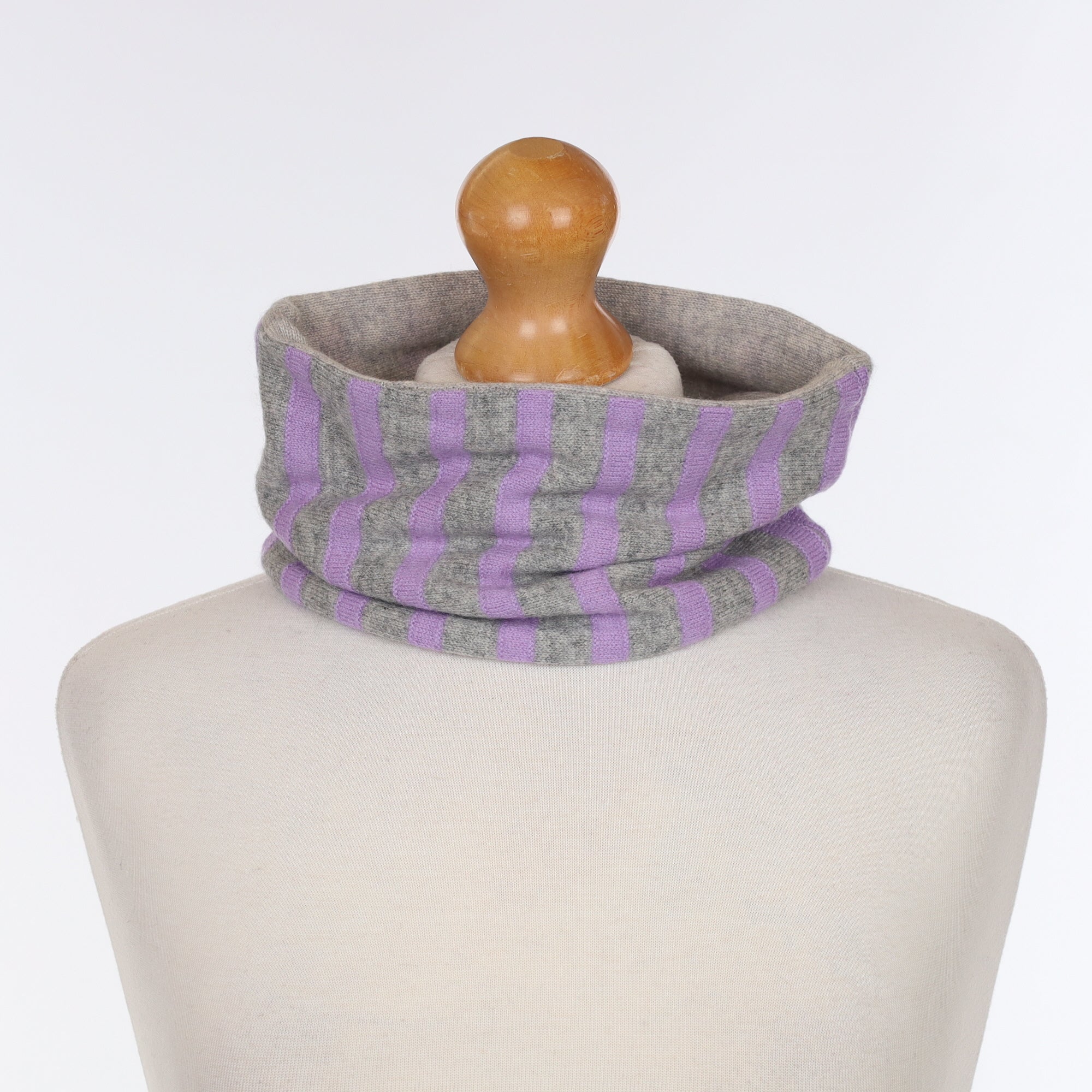 Smoke Grey & Purple Striped Neck Warmer