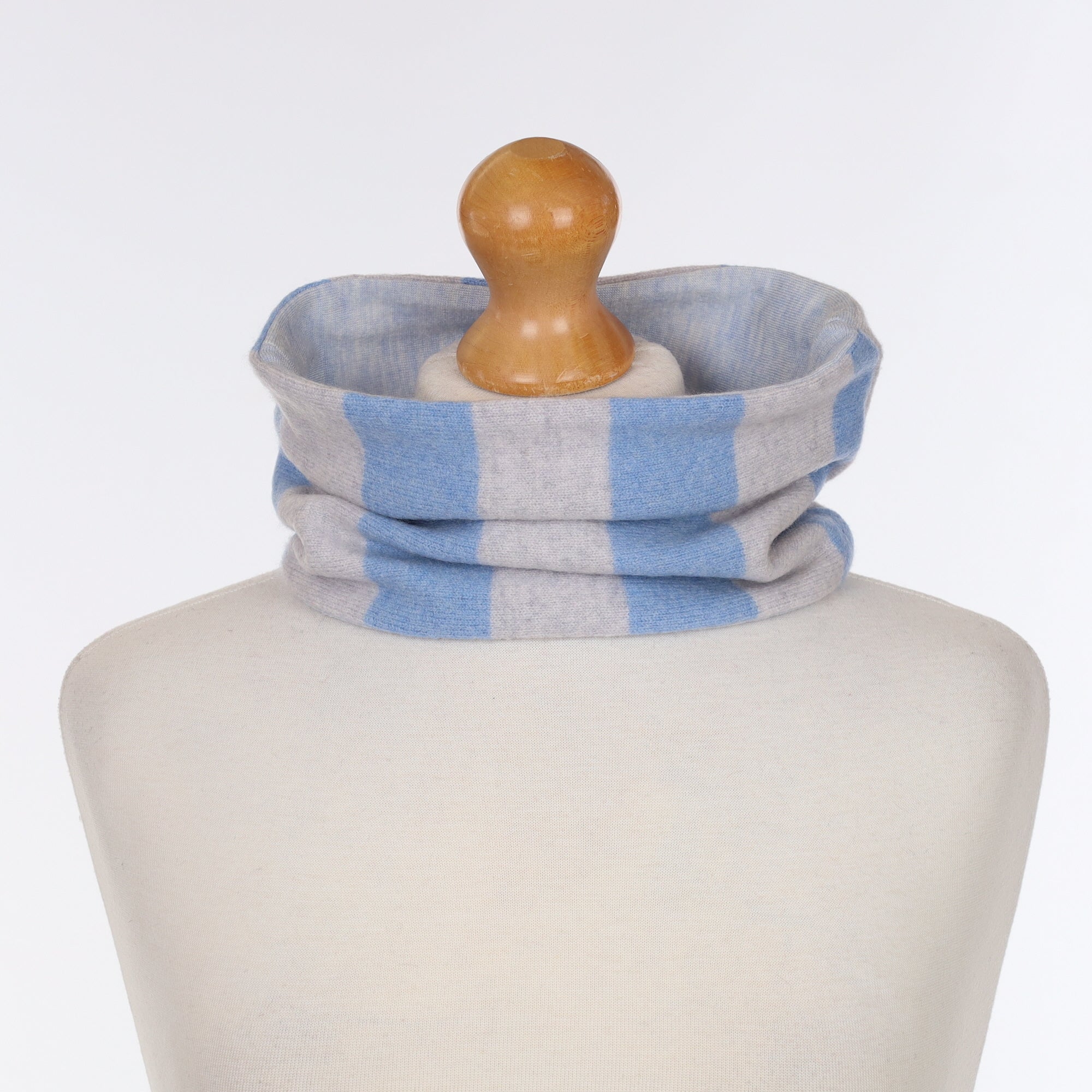 Men’s Sky Blue & Grey Striped Neck Warmer