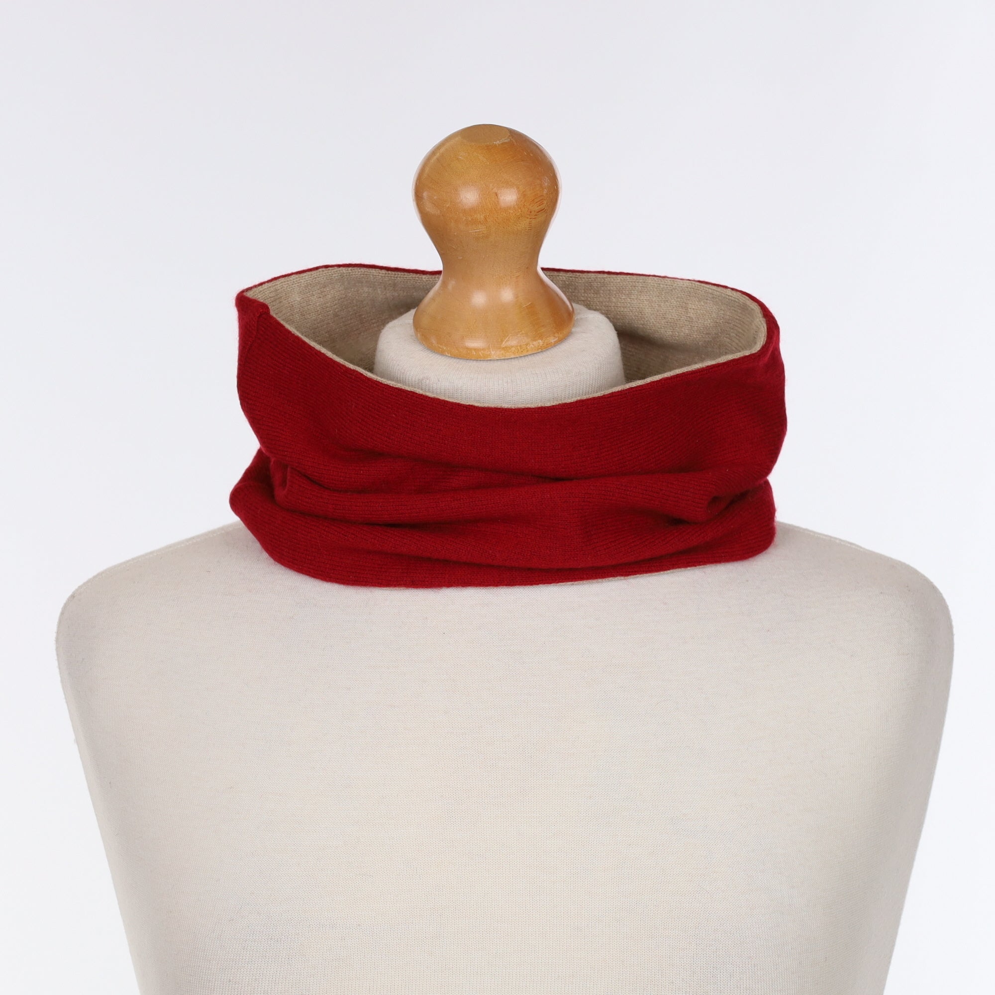 Men’s Crimson Red and Beige Cashmere Neck Warmer