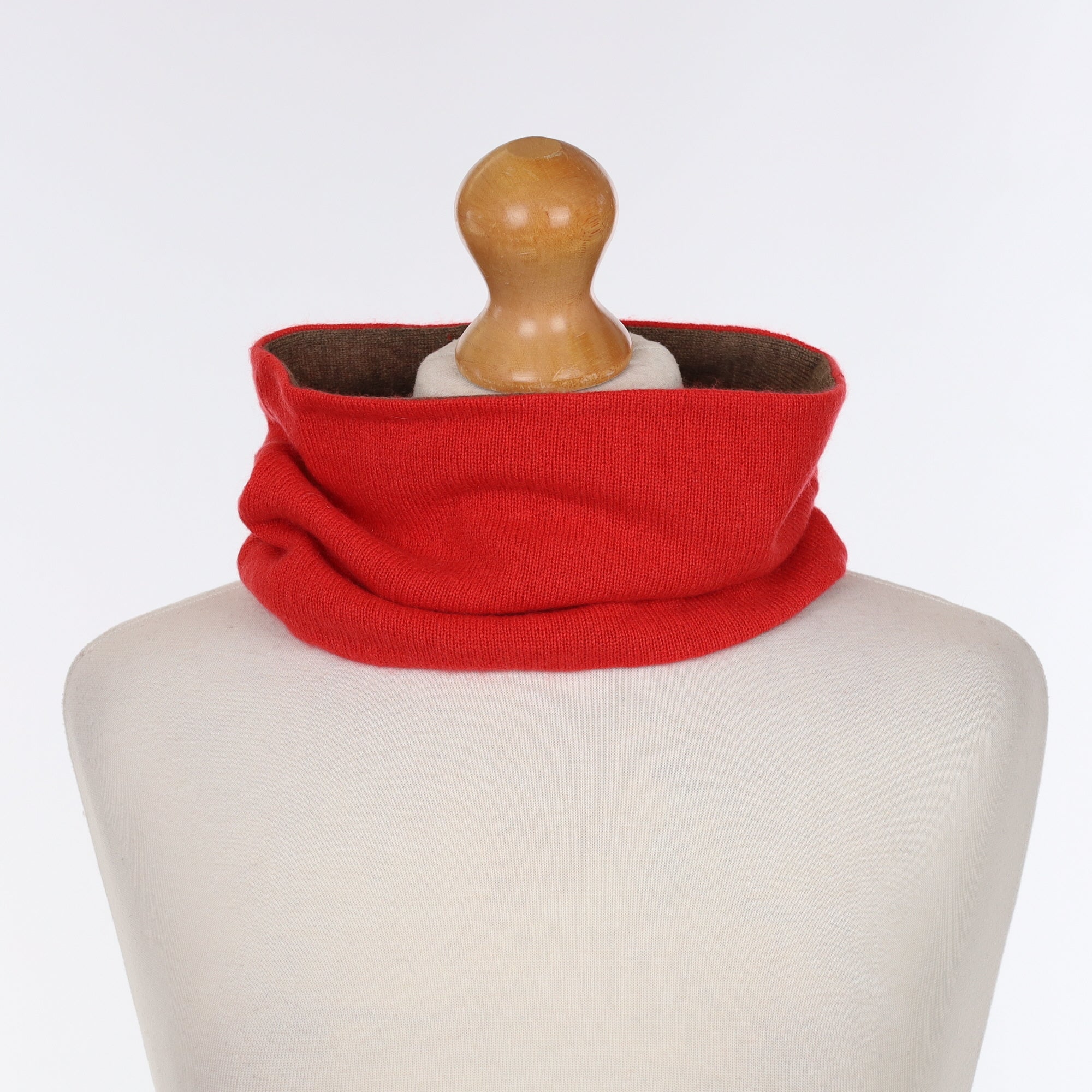 Vermillion Red & Mocha Neck Warmer