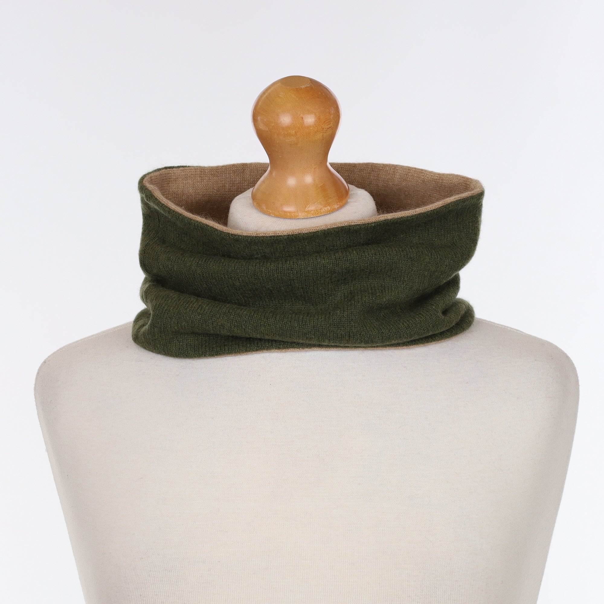 Moss Green & Camel Neck Warmer