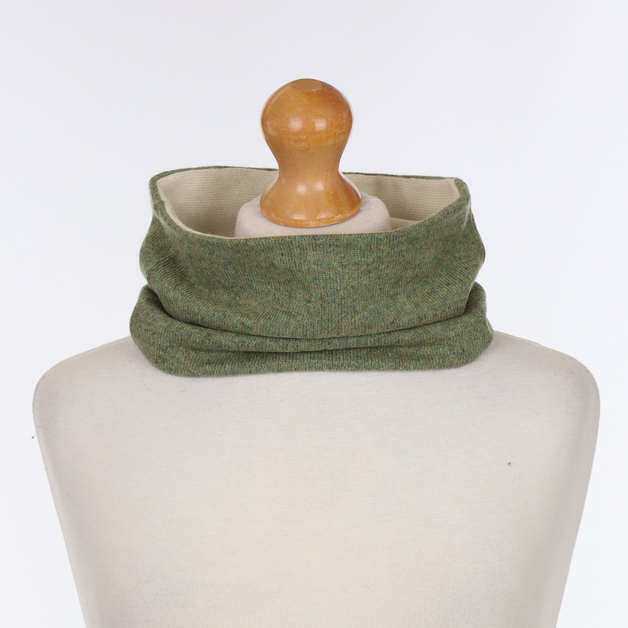 Moss Green Marl & Cream Neck Warmer
