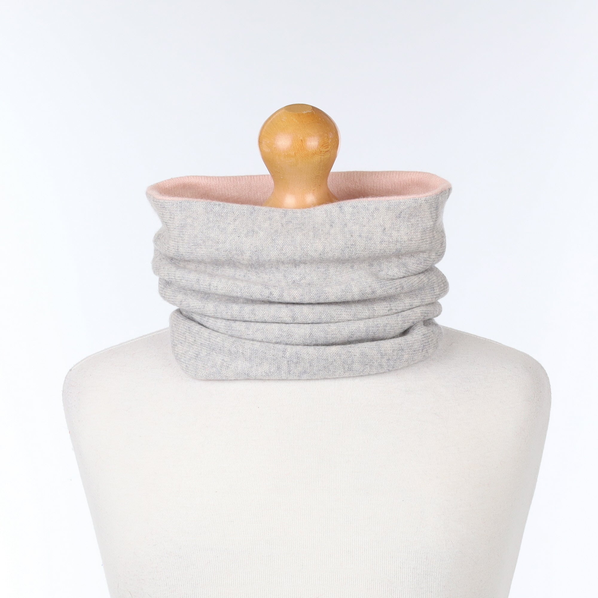 Smoke Grey and Pale Pink Luxury Double Layered Snood