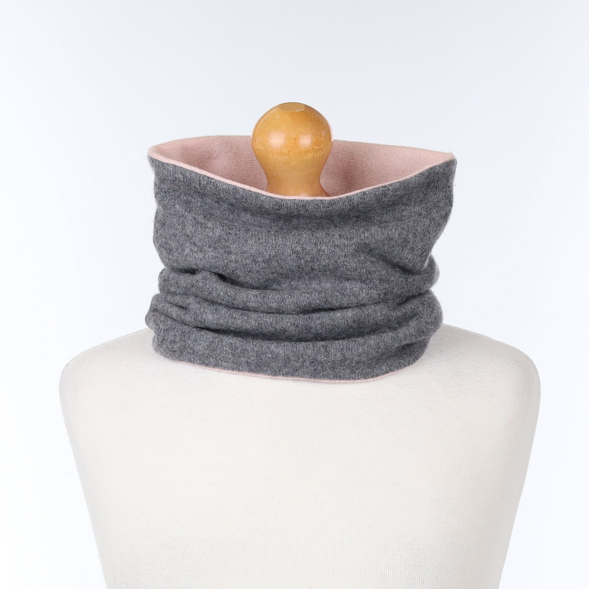 Slate Grey and Pale Pink Luxury Double Layered Snood