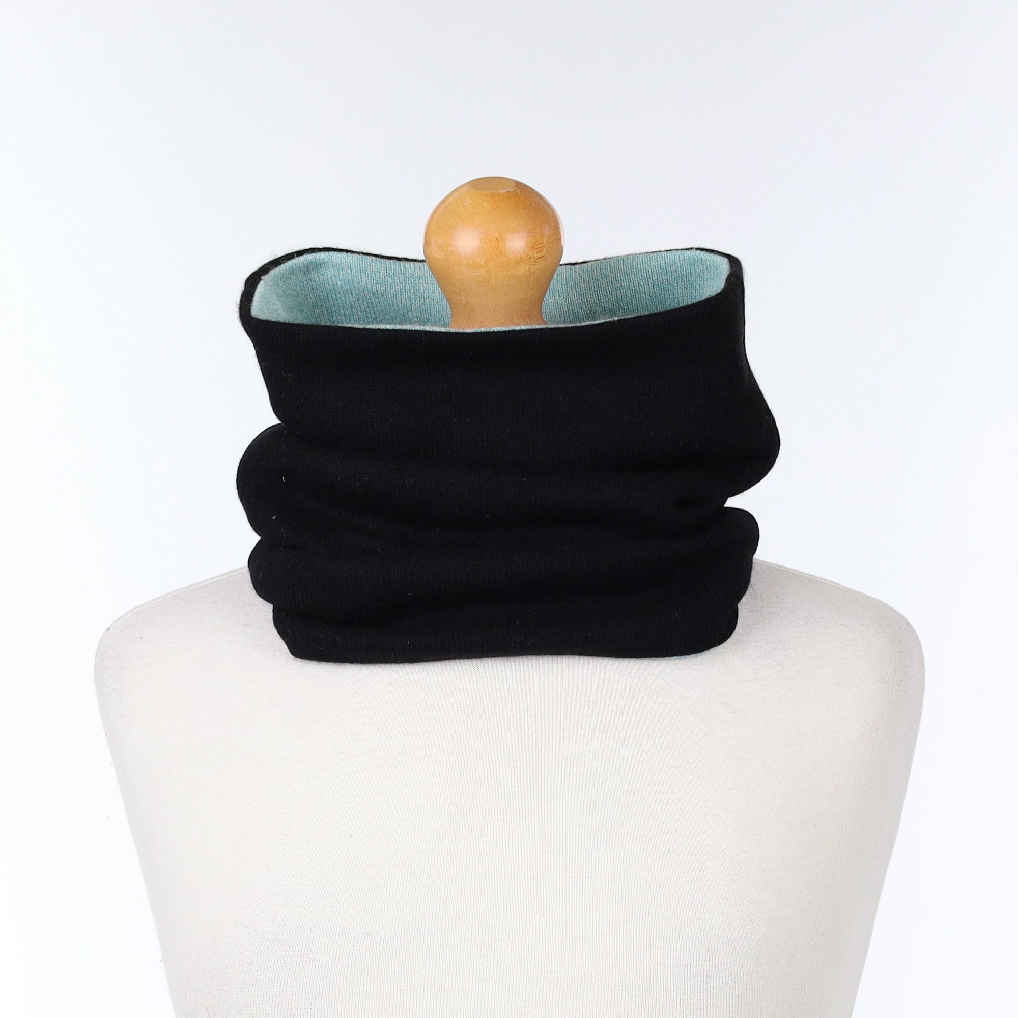 Artic Blue and Black Luxury Double Layered Snood