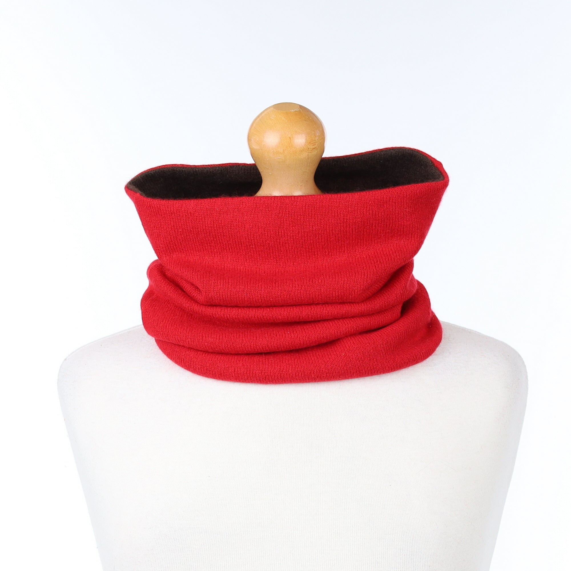 Berry Red and Chocolate Brown Luxury Double Layered Snood