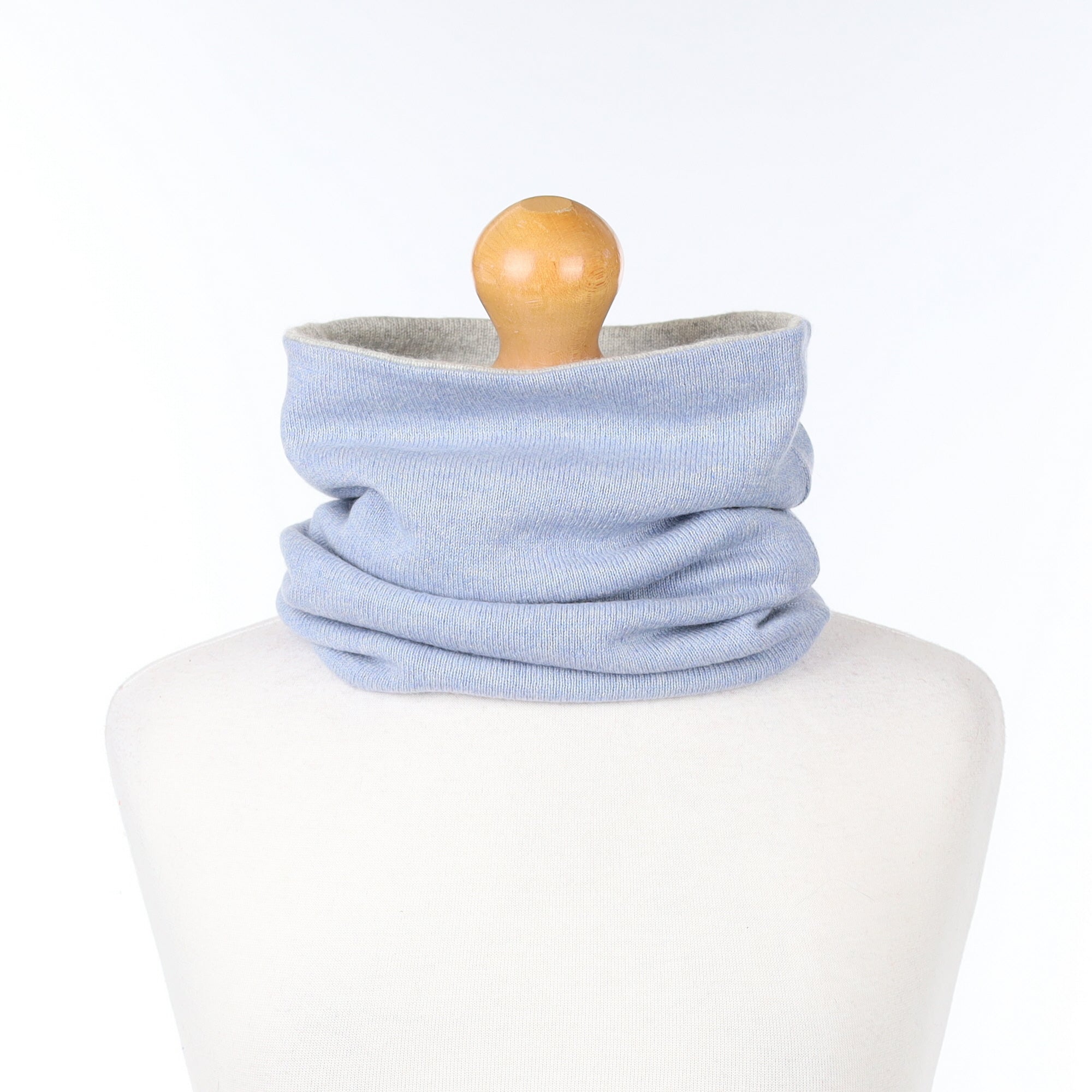 Sky Blue and Pale Grey Luxury Double Layered Snood