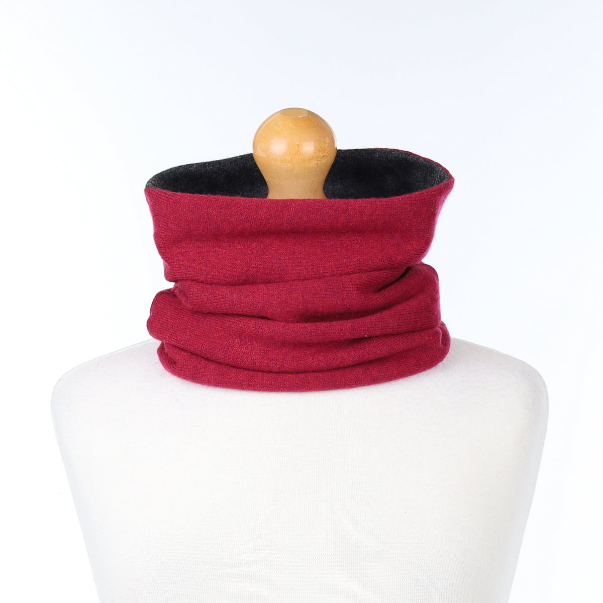 Cherry Pink and Charcoal Grey Luxury Double Layered Snood