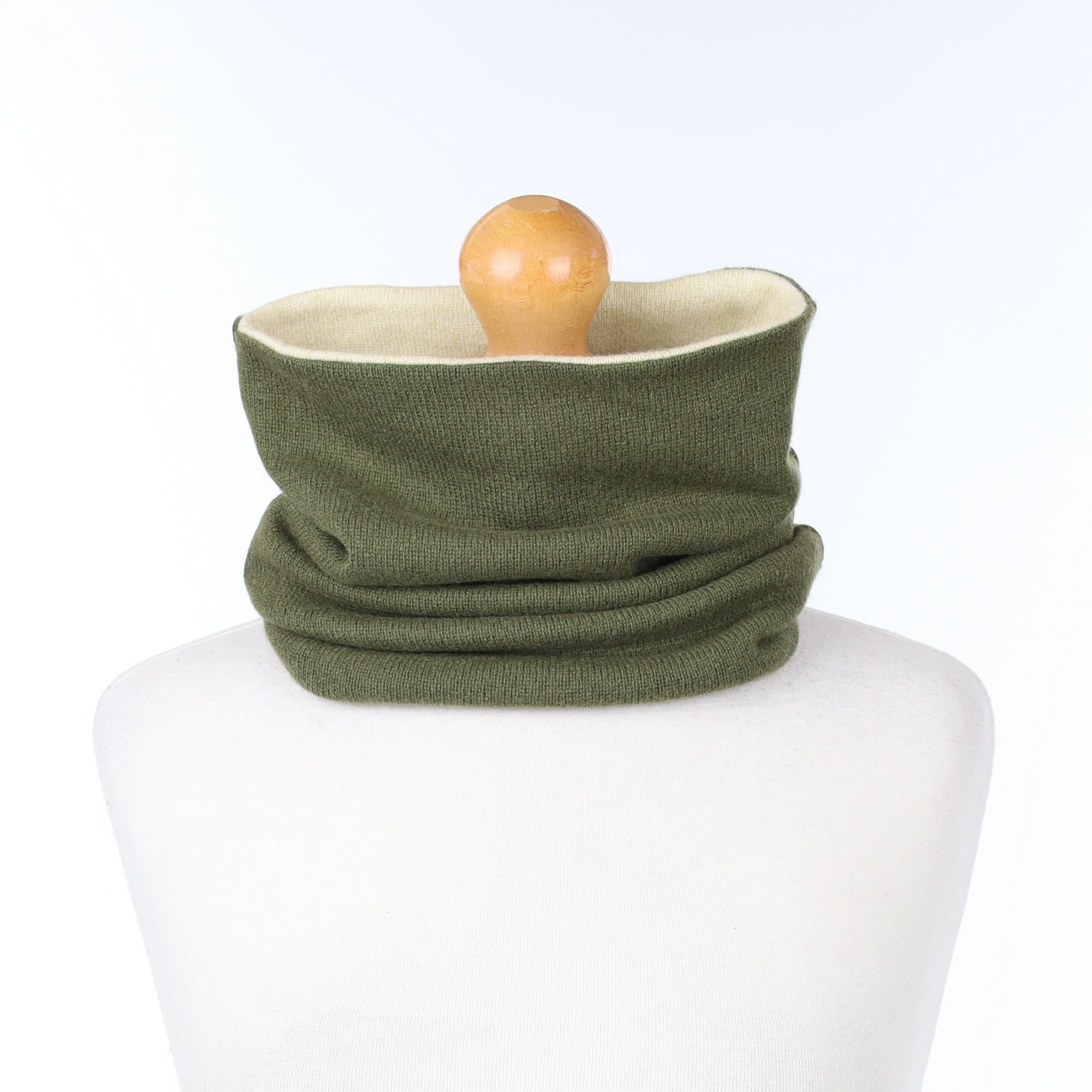 Army Green and Ivory Luxury Double Layered Snood