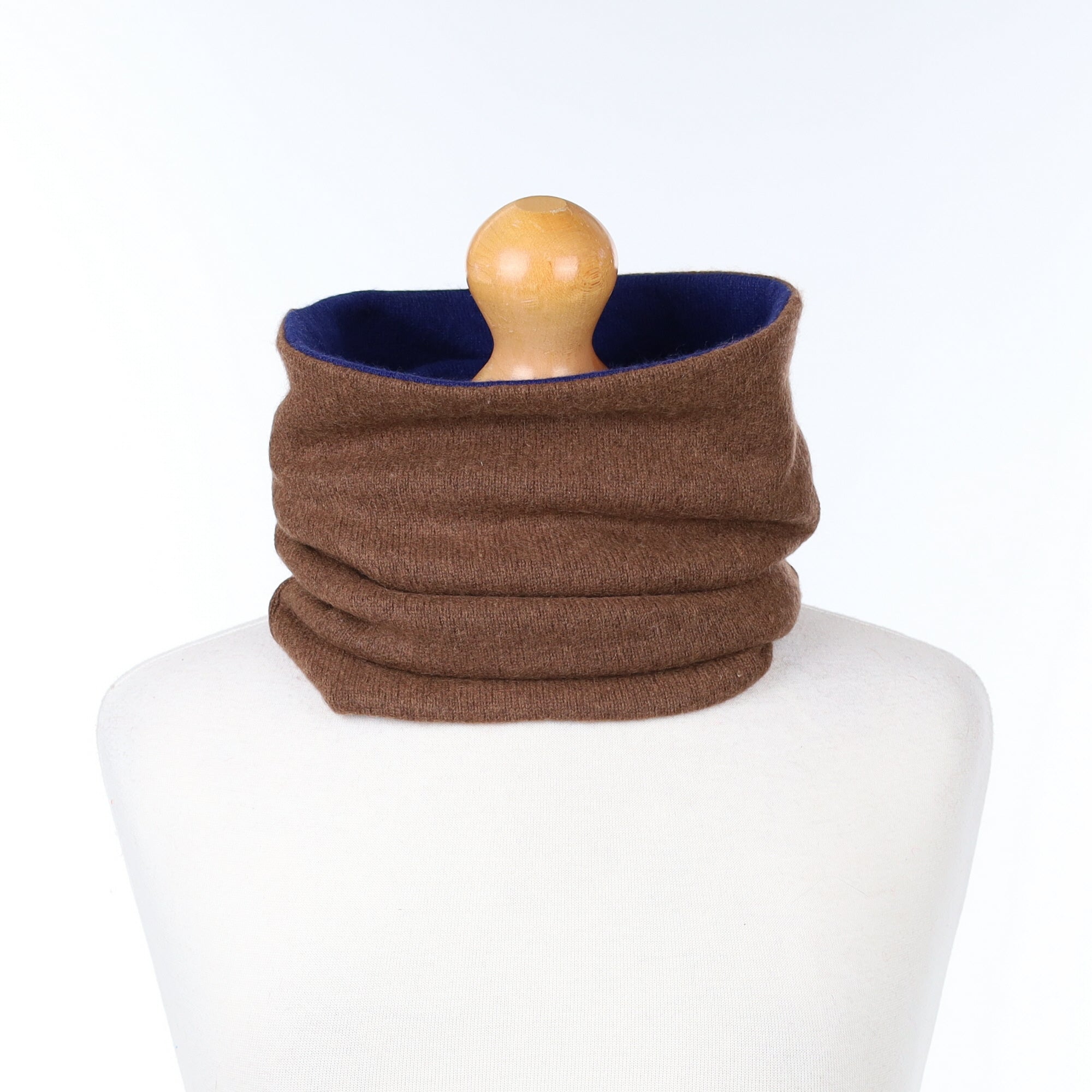 Nutmeg Brown and Admiral Blue Luxury Double Layered Snood