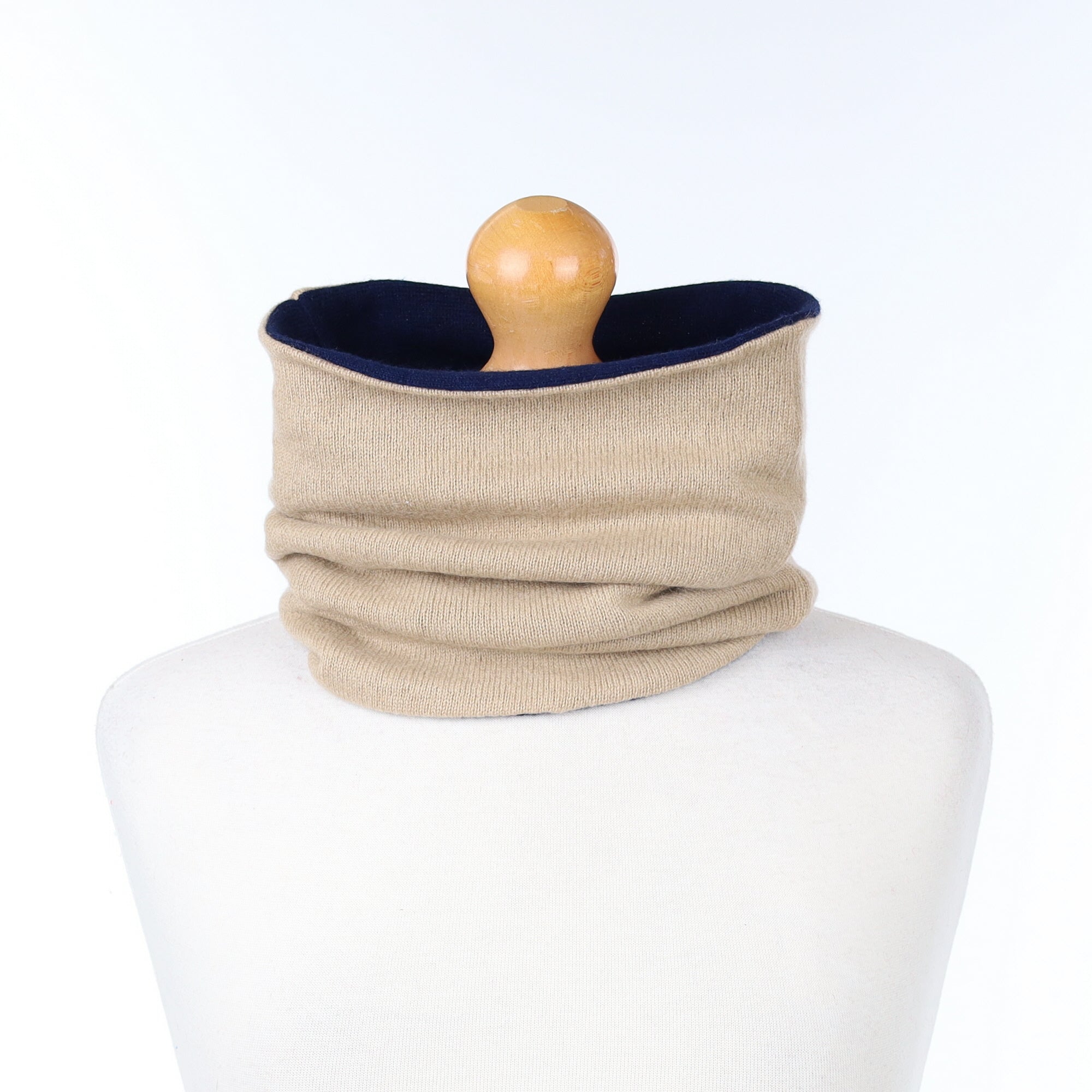 Beige and Navy Luxury Double Layered Snood