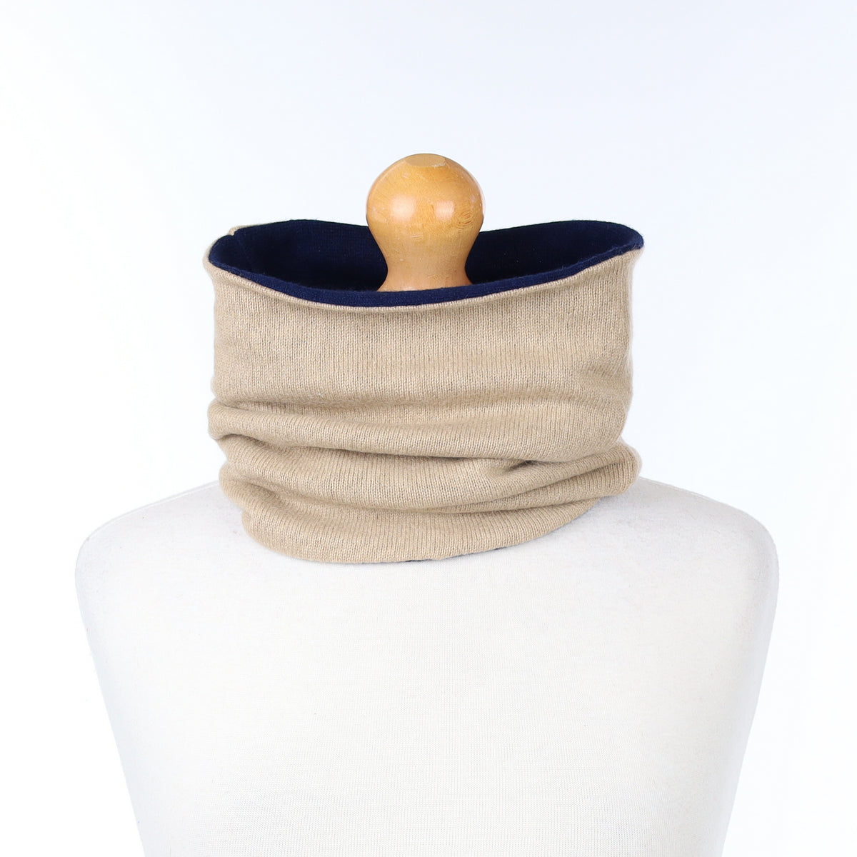 Beige and Navy Luxury Double Layered Snood