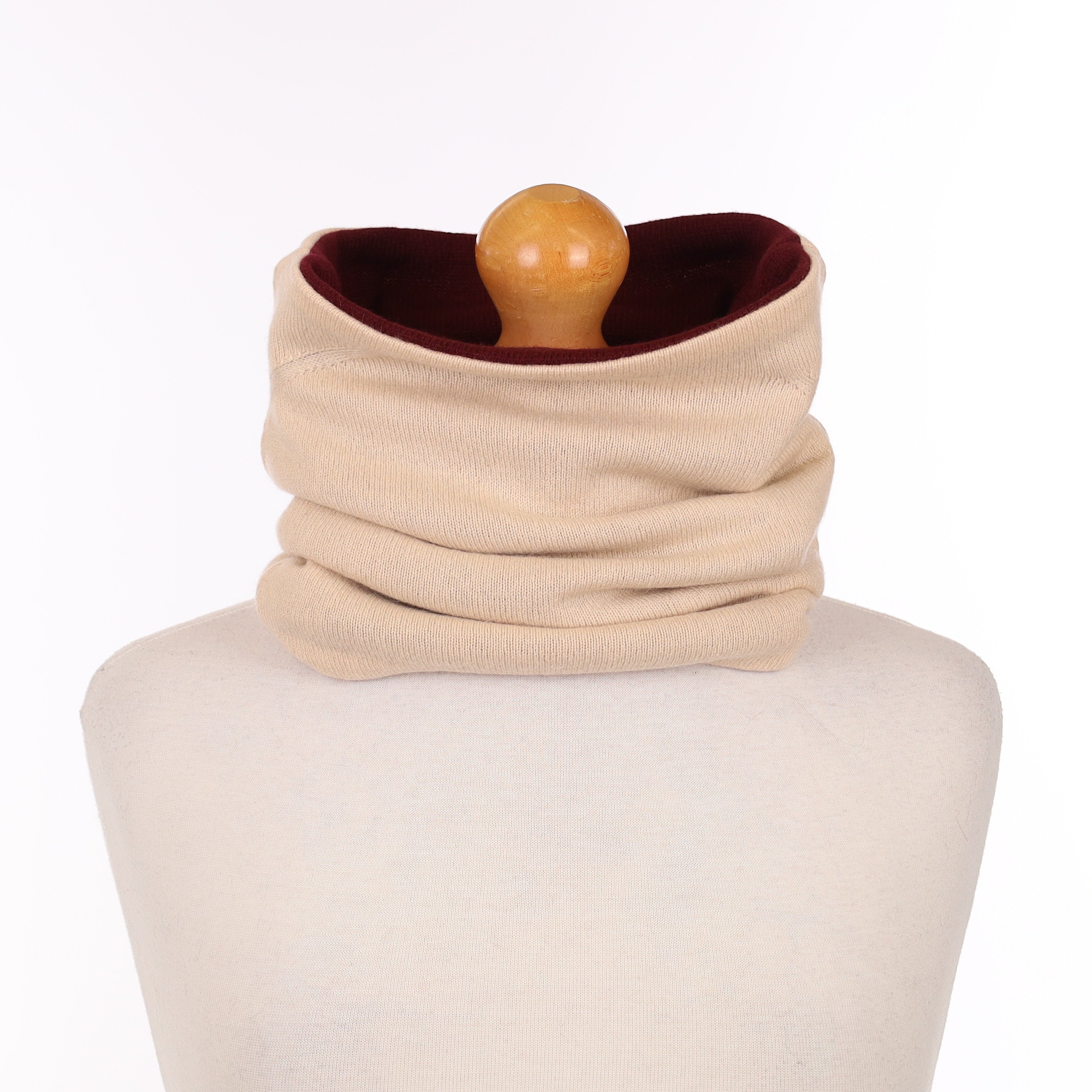 Burgundy and Nude Pink Double Layered Snood