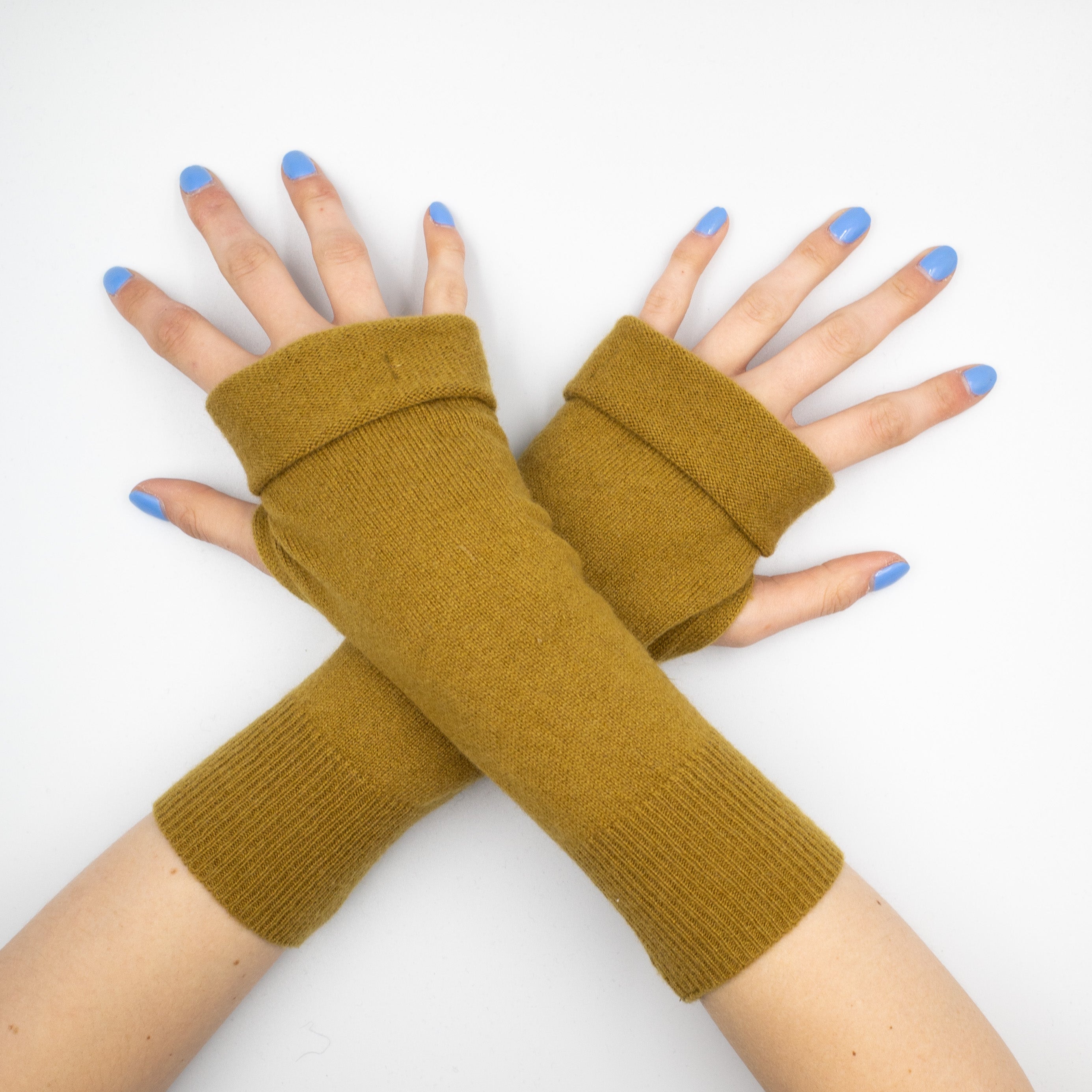 Mustard Brown Fingerless Gloves