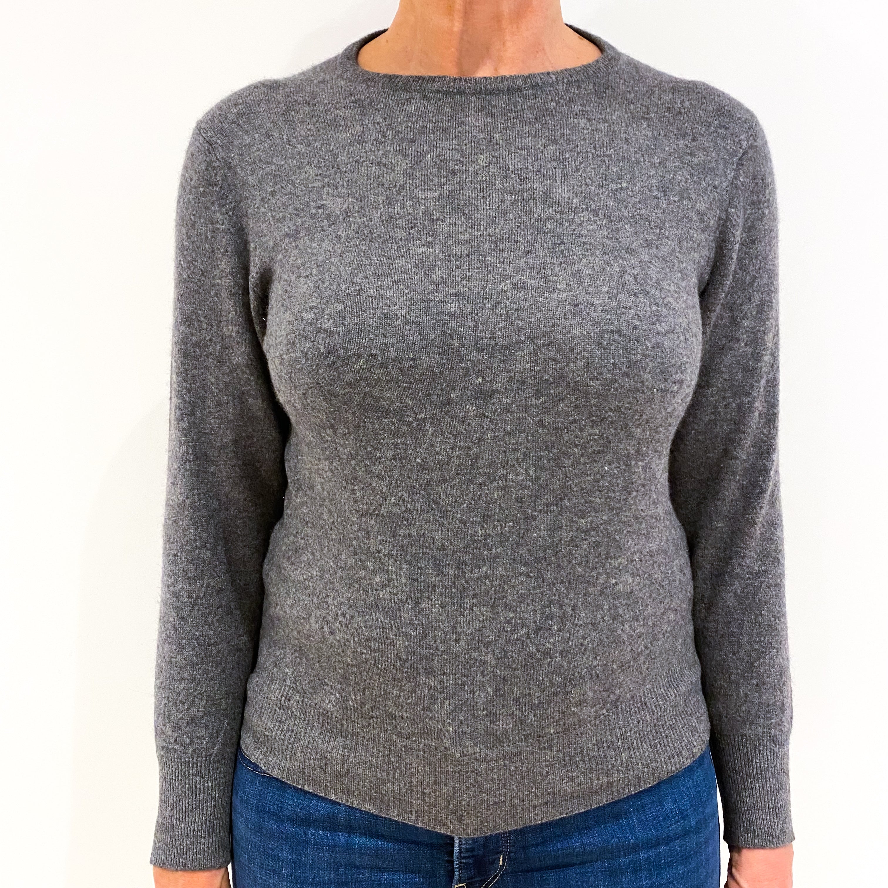 Slate Grey Cashmere Crew Neck Jumper Medium