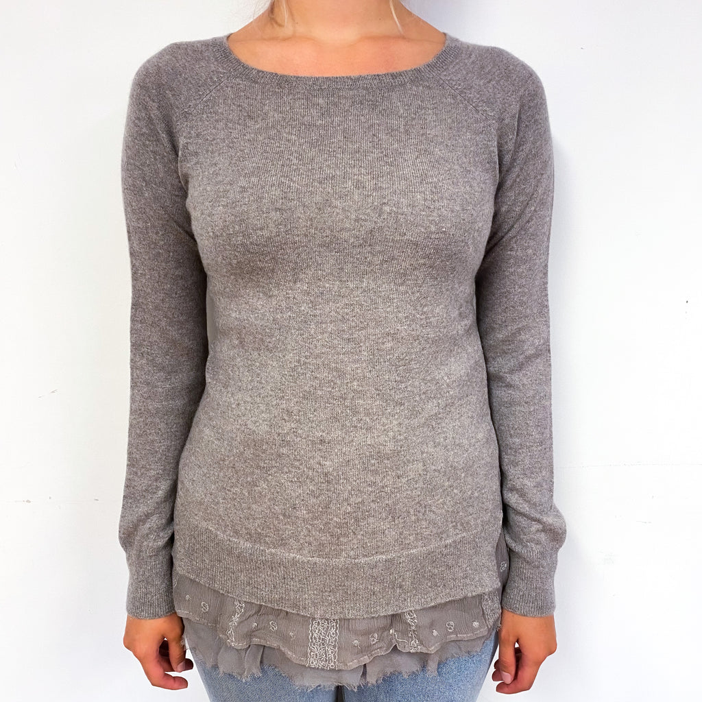Mink Brown Cashmere Crew Neck Jumper Small