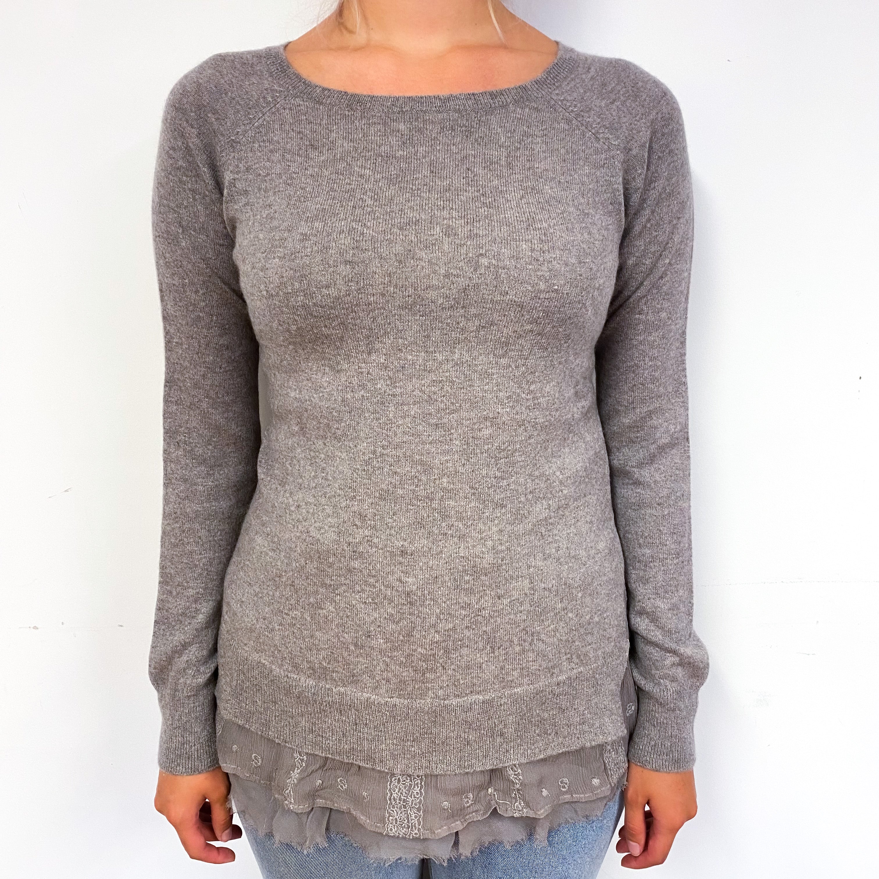 Mink Brown Cashmere Crew Neck Jumper Small