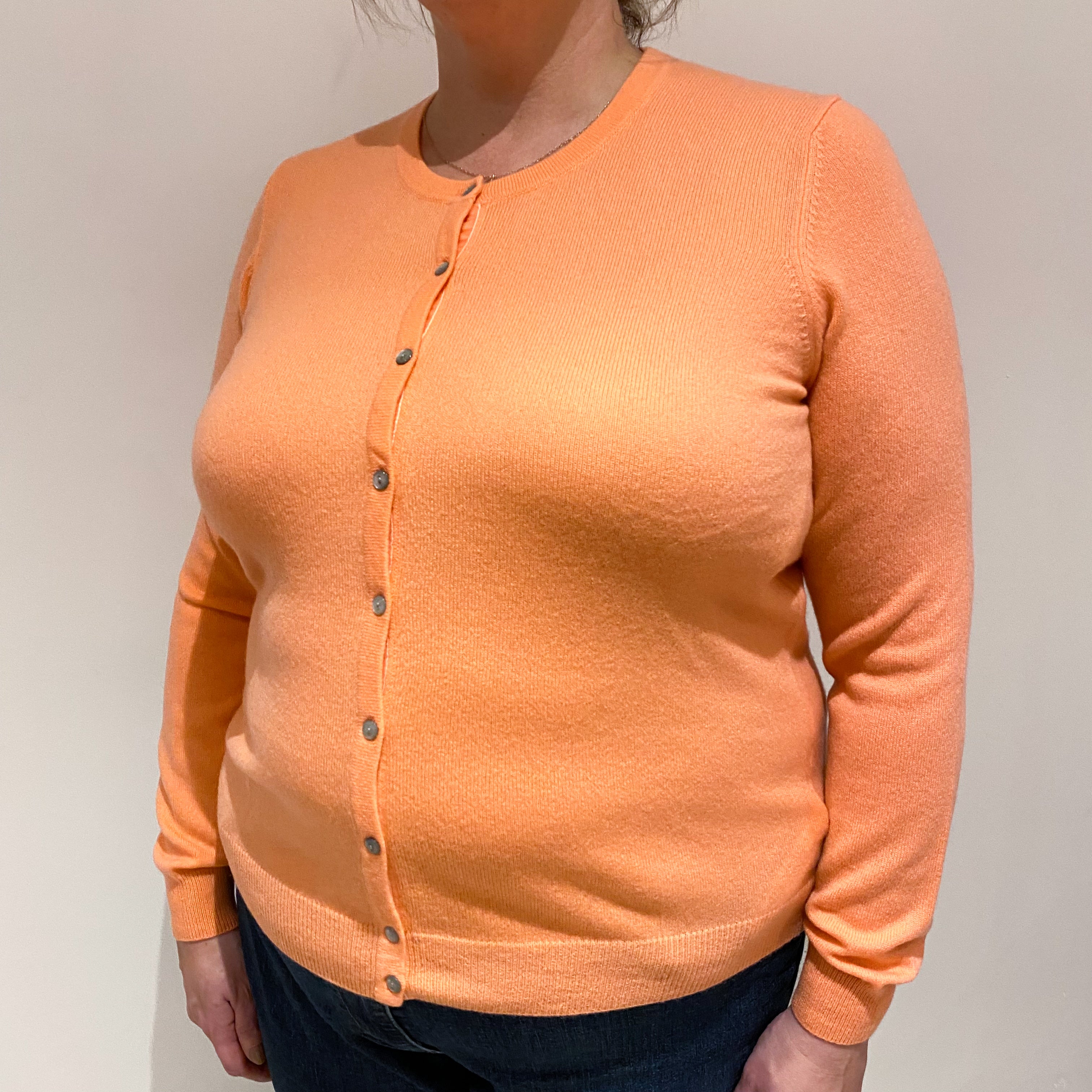 Deep Peach Cashmere Crew Cardigan Extra Large