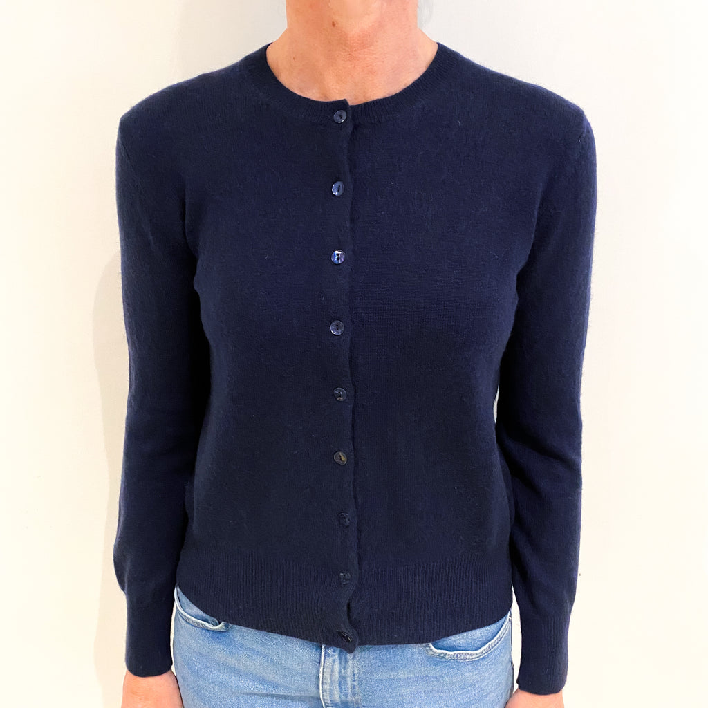 Midnight Blue Cashmere Crew Neck Cardigan Small