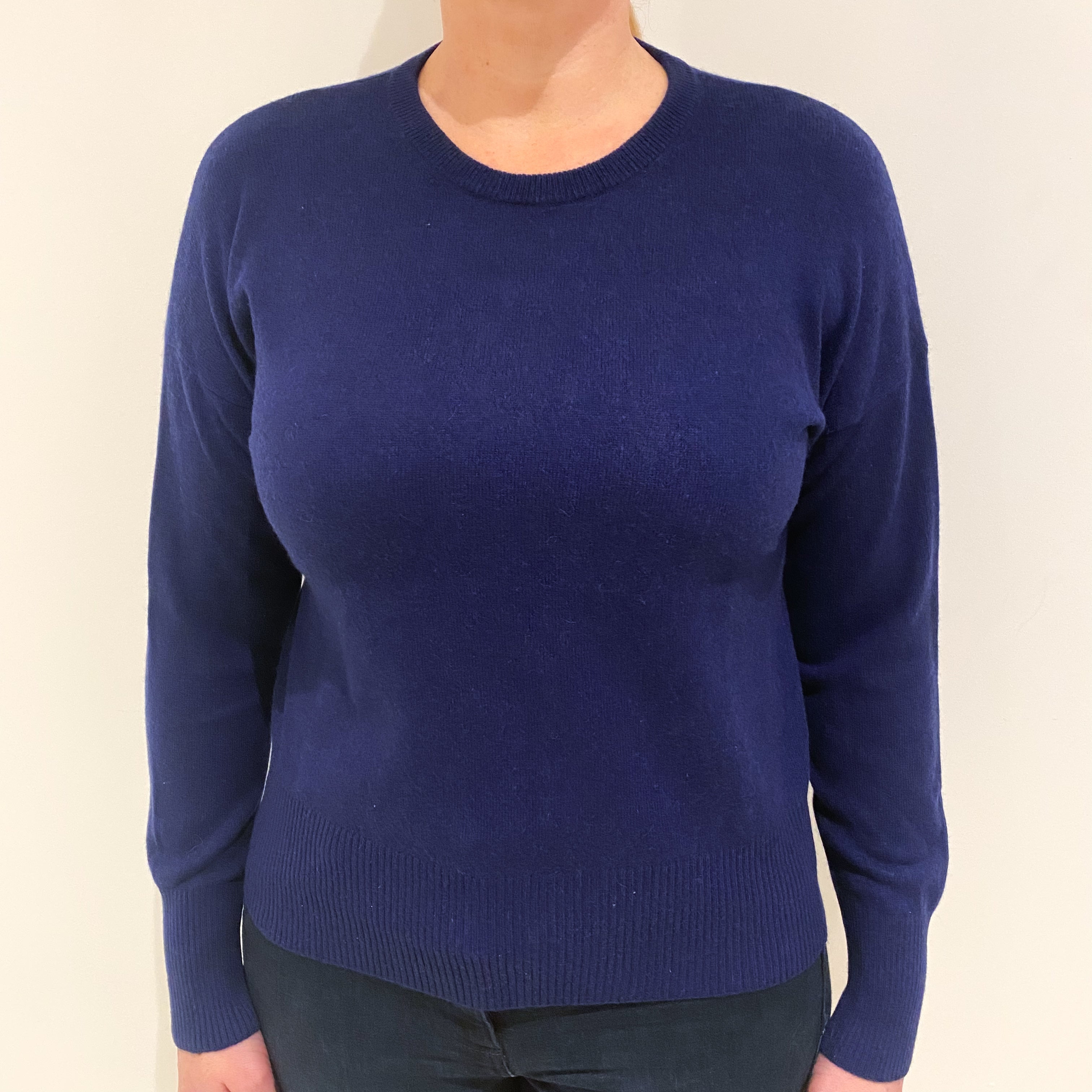 Indigo Blue Cashmere Crew Neck Jumper Large