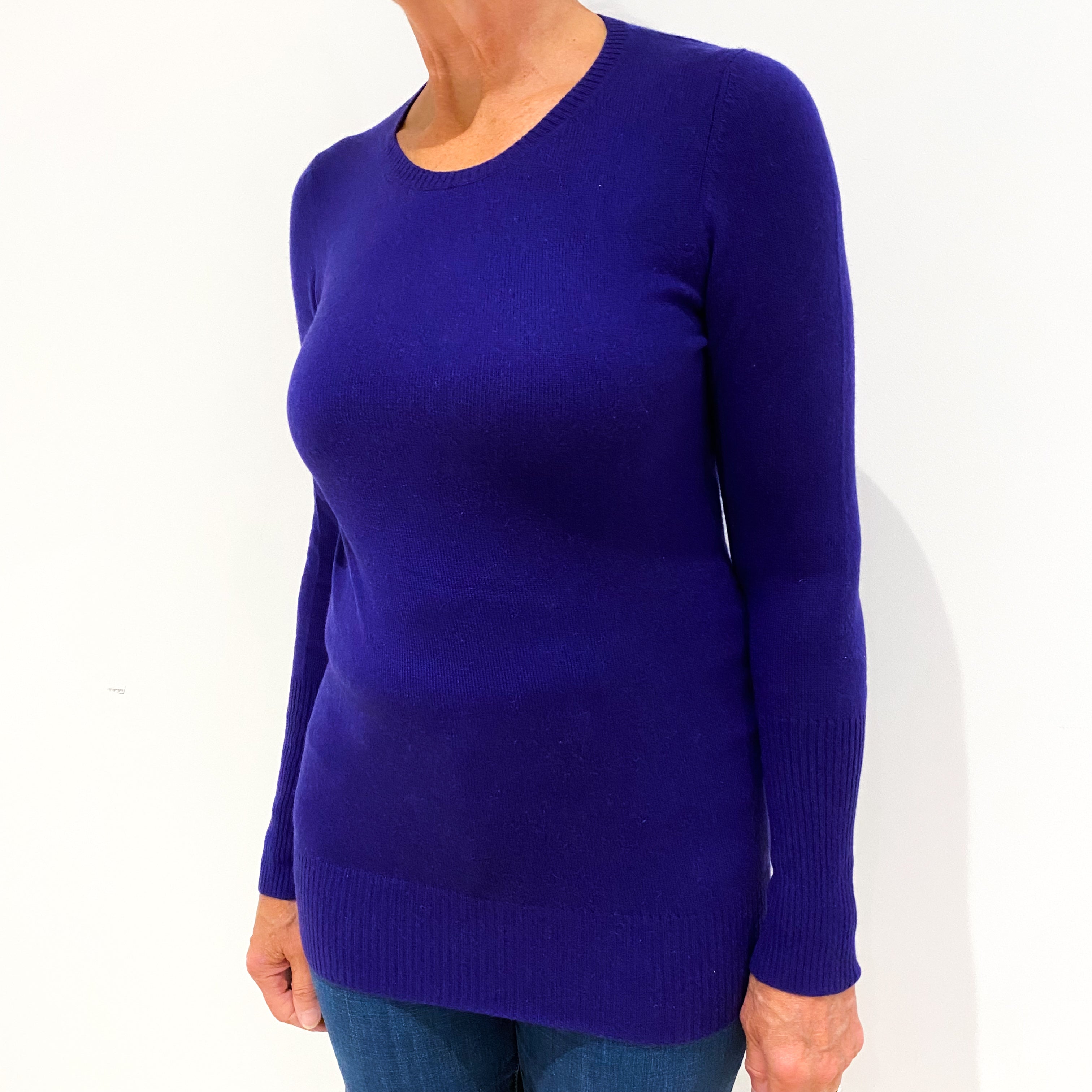 Blueberry Purple Cashmere Crew Neck Jumper Medium