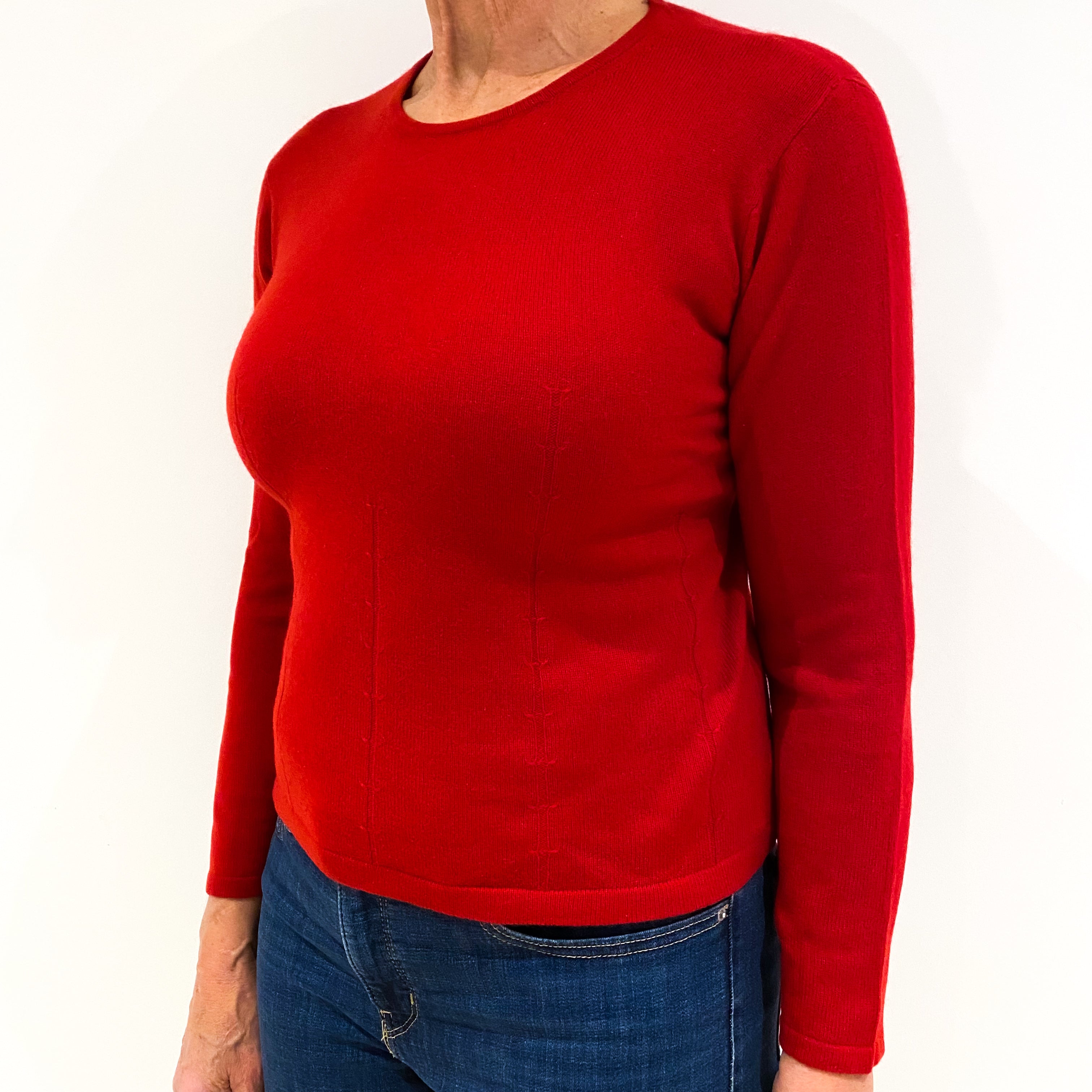 Post Box Red Cashmere Crew Neck Jumper Medium