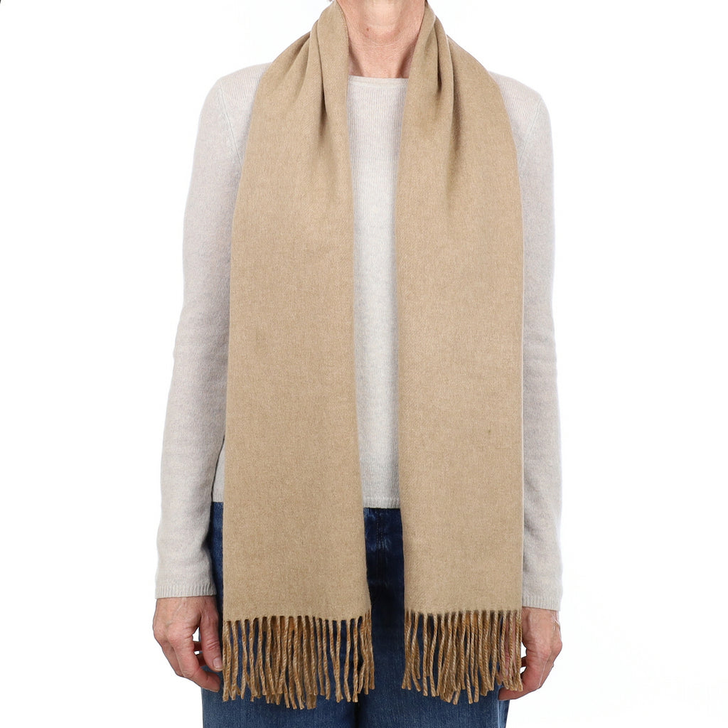 Brand New Scottish Designer Butterscotch and Camel Luxury Woven Cashmere Scarf