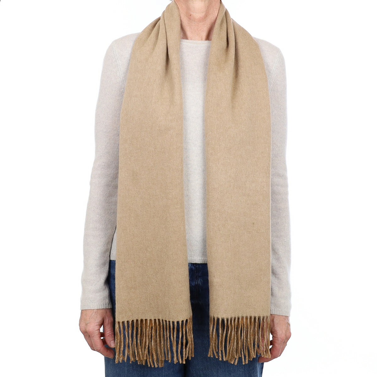 Brand New Scottish Designer Butterscotch and Camel Luxury Woven Cashmere Scarf