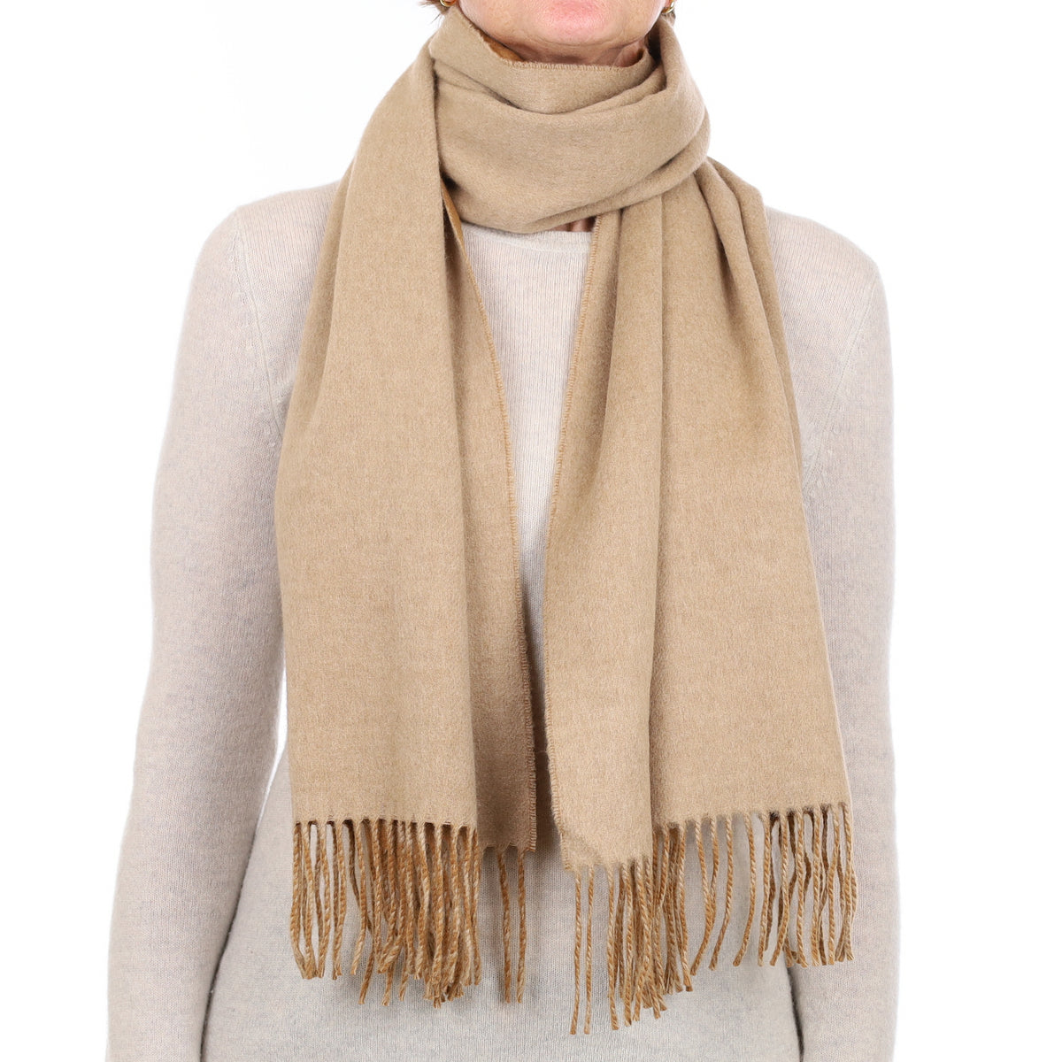 Brand New Scottish Designer Butterscotch and Camel Luxury Woven Cashmere Scarf