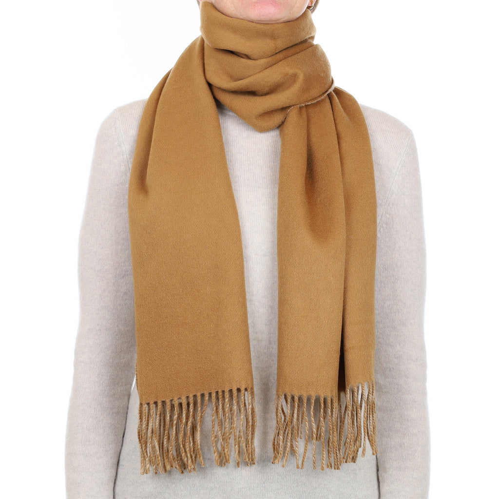 Brand New Scottish Designer Butterscotch and Camel Luxury Woven Cashmere Scarf