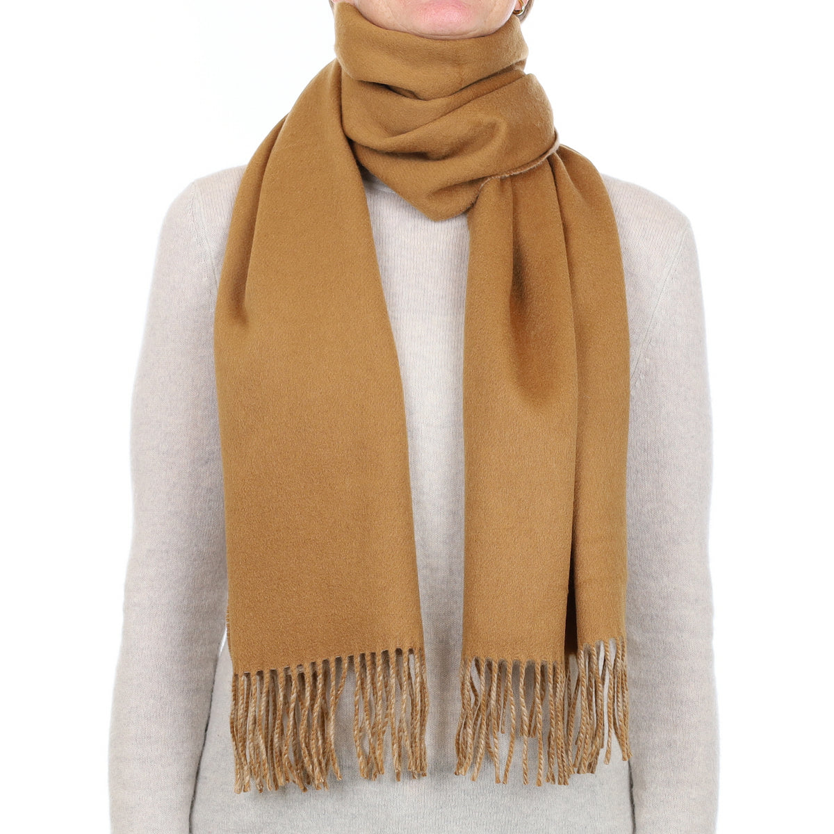 Brand New Scottish Designer Butterscotch and Camel Luxury Woven Cashmere Scarf