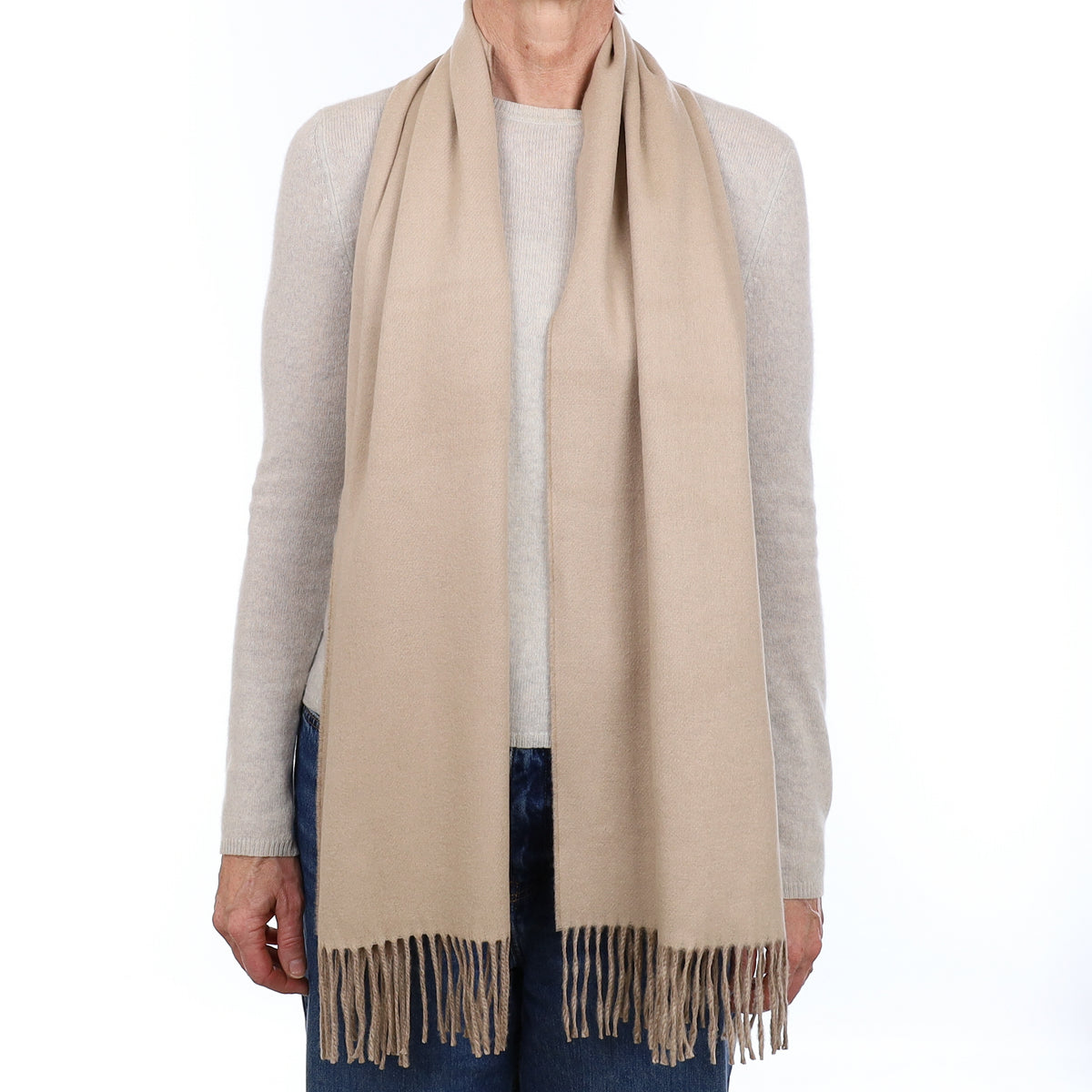 Brand New Scottish Designer Taupe and Beige Luxury Woven Cashmere Scarf