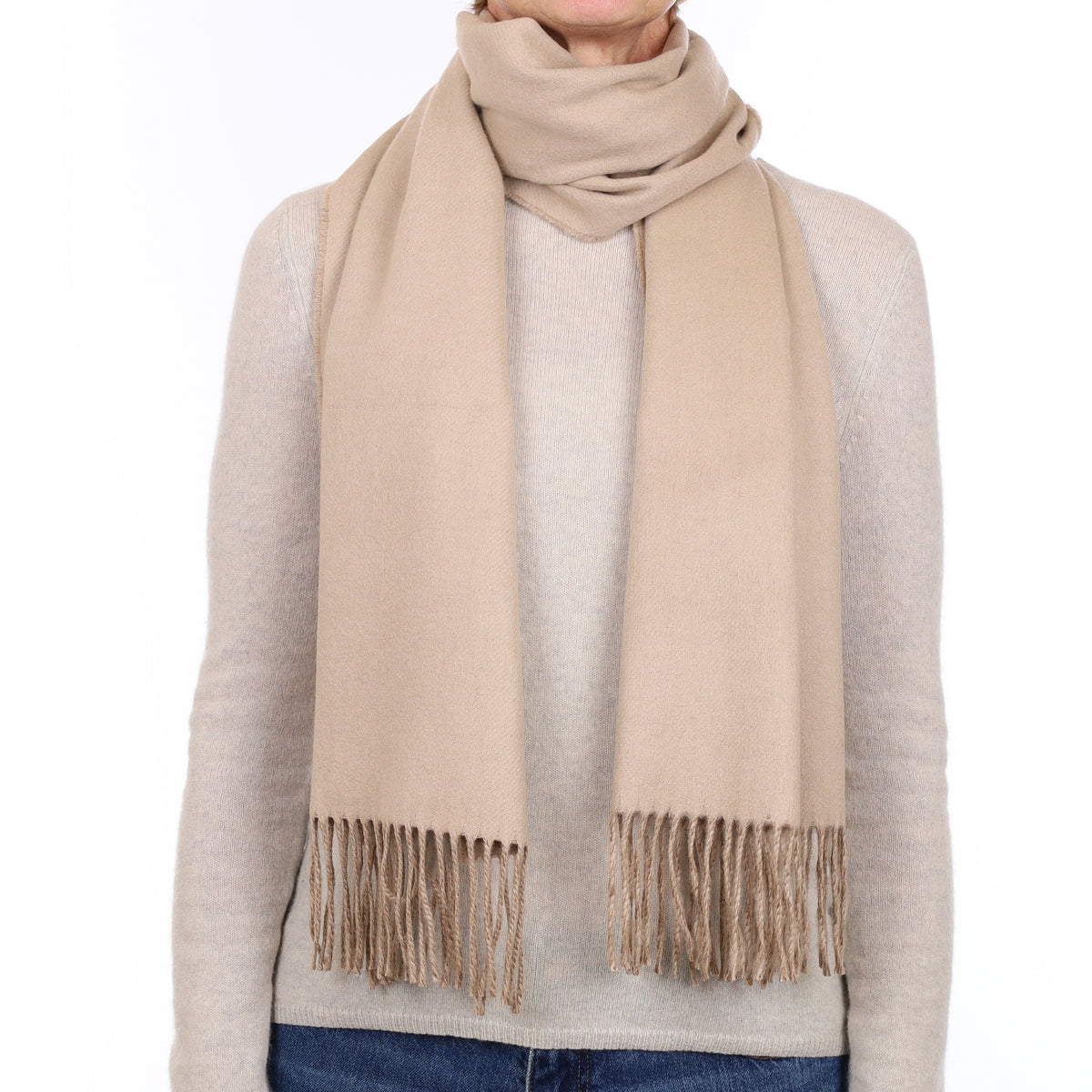 Brand New Scottish Designer Taupe and Beige Luxury Woven Cashmere Scarf
