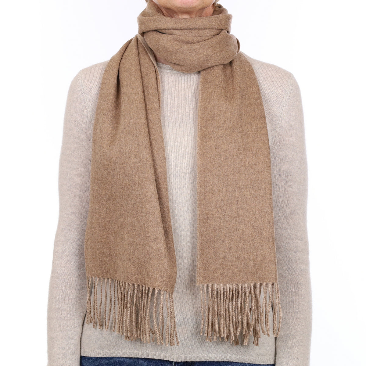 Brand New Scottish Designer Taupe and Beige Luxury Woven Cashmere Scarf