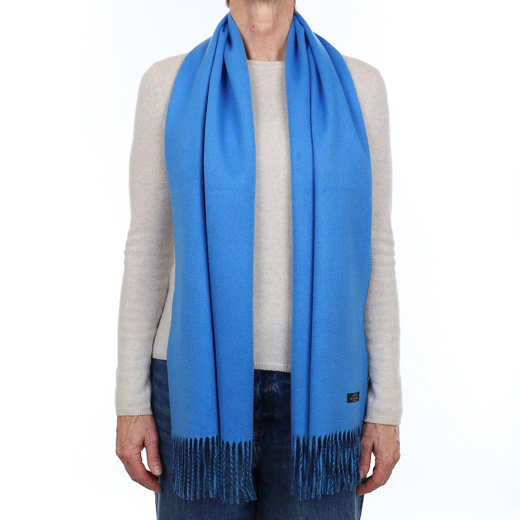 Brand New Scottish Designer Tanzanite and Petrol Blue Luxury Woven Cashmere Scarf