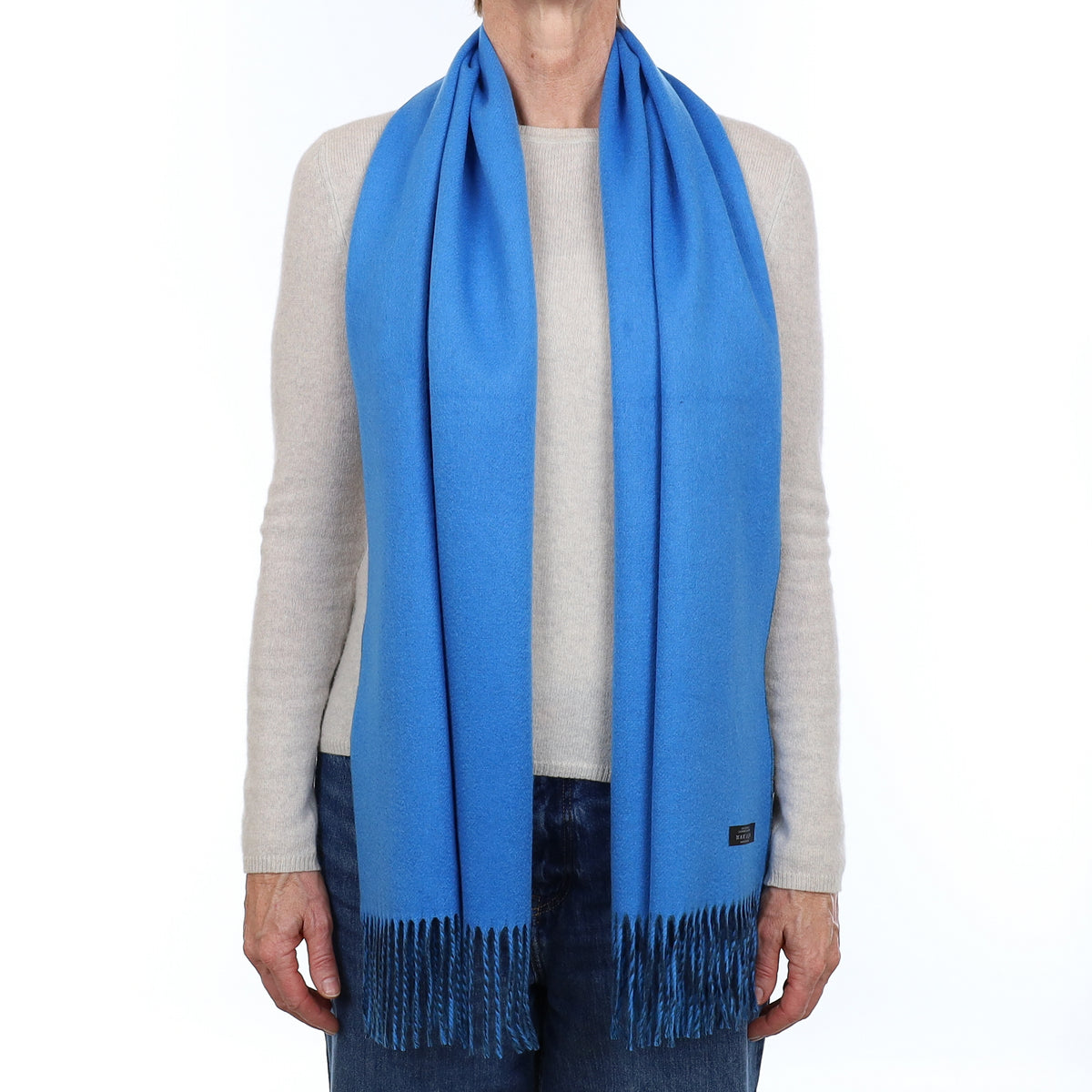 Brand New Scottish Designer Tanzanite and Petrol Blue Luxury Woven Cashmere Scarf