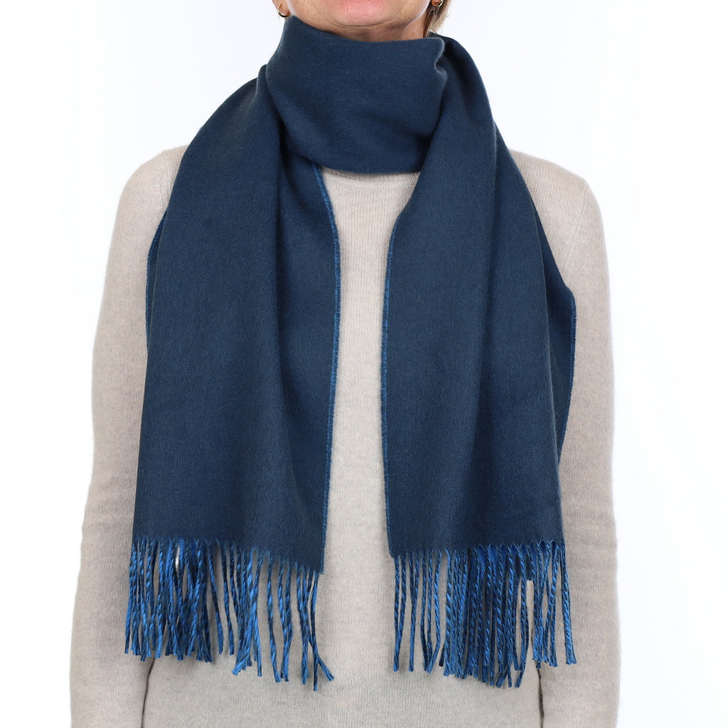 Brand New Scottish Designer Tanzanite and Petrol Blue Luxury Woven Cashmere Scarf