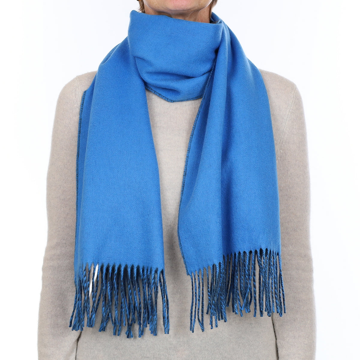 Brand New Scottish Designer Tanzanite and Petrol Blue Luxury Woven Cashmere Scarf