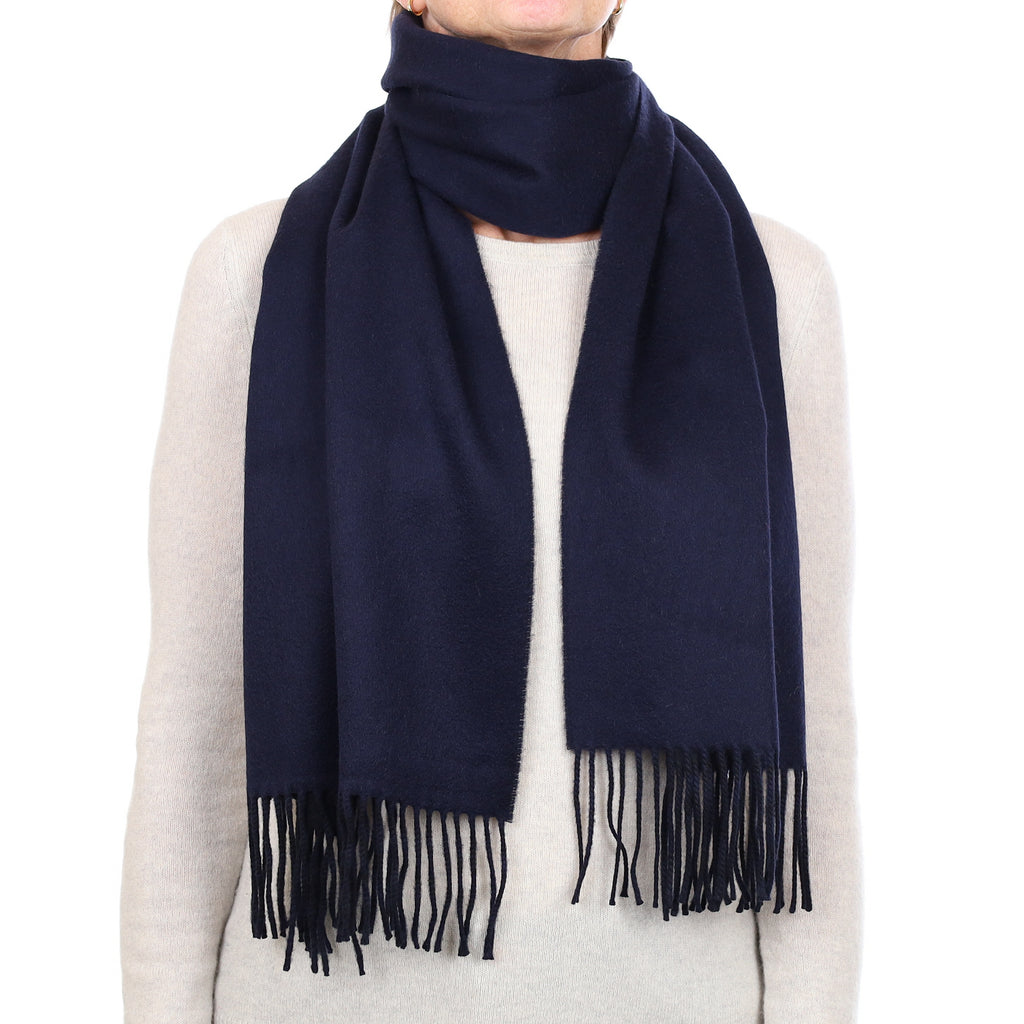 Brand New Scottish Designer Navy and Black Luxury Woven Cashmere Scarf
