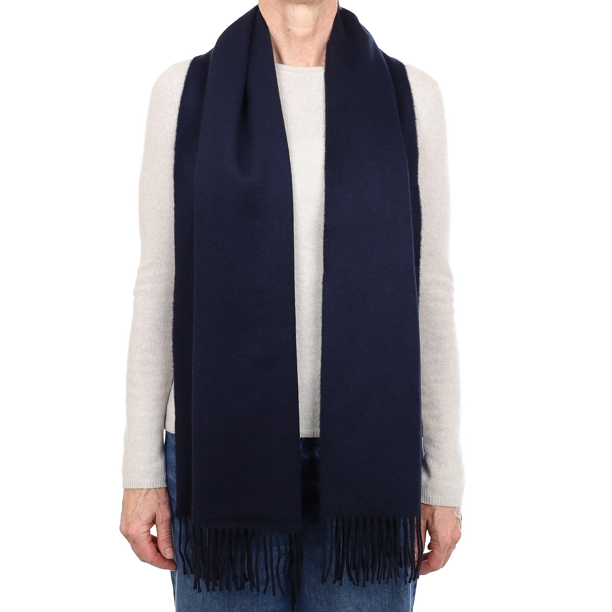 Brand New Scottish Designer Navy and Black Luxury Woven Cashmere Scarf