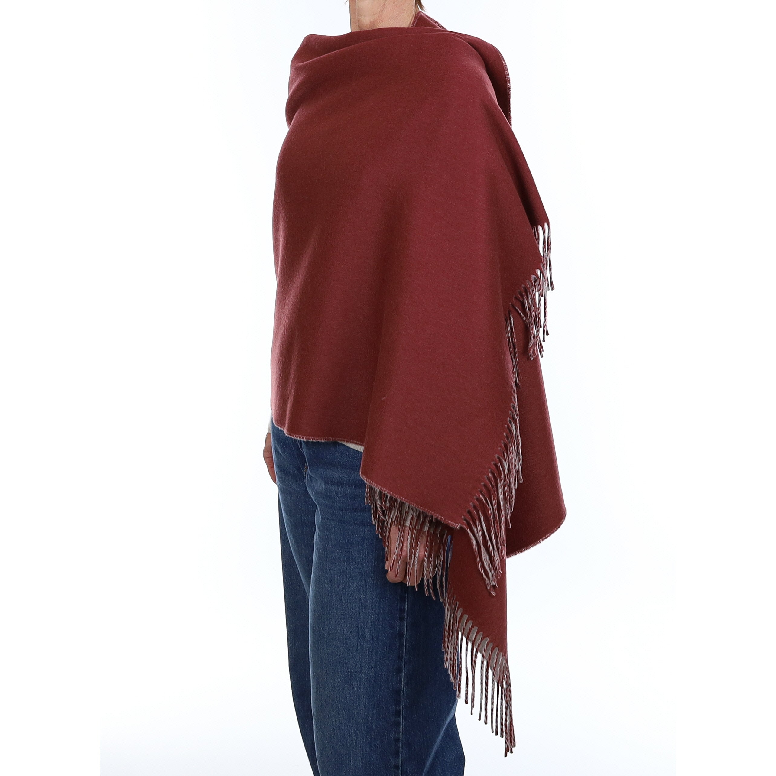 Brand New Scottish Rouge and Smoke Grey Luxury Woven Cashmere Wrap