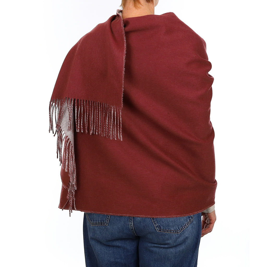 Brand New Scottish Rouge and Smoke Grey Luxury Woven Cashmere Wrap