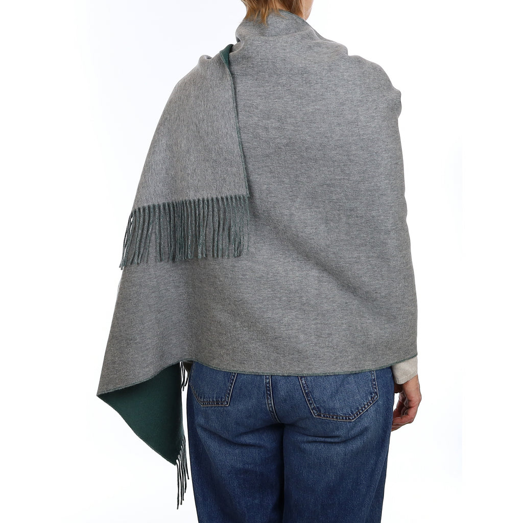 Brand New Scottish Spruce Green and Ash Grey Luxury Woven Cashmere Wrap